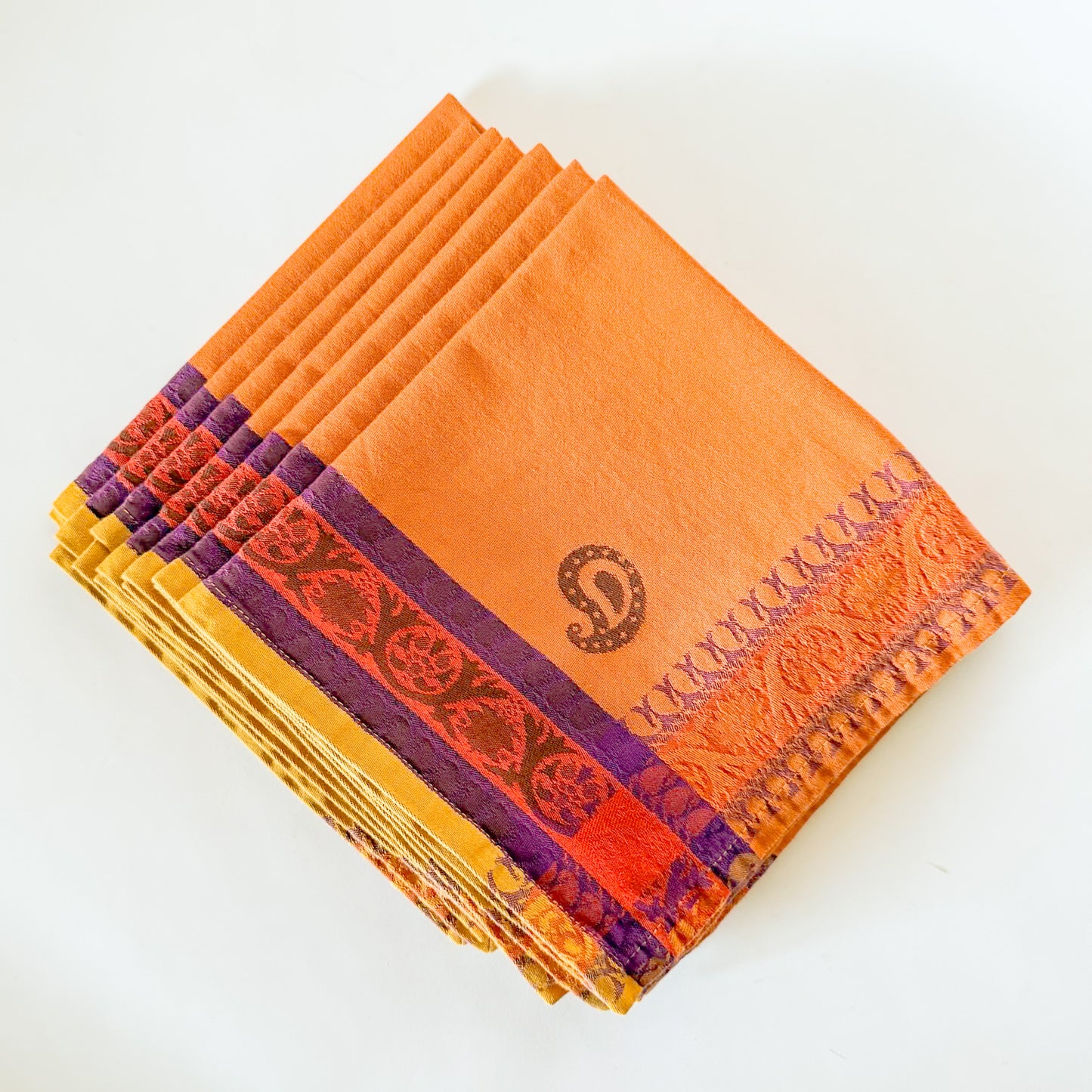 French Jacquard Cloth Napkins, Set of 7