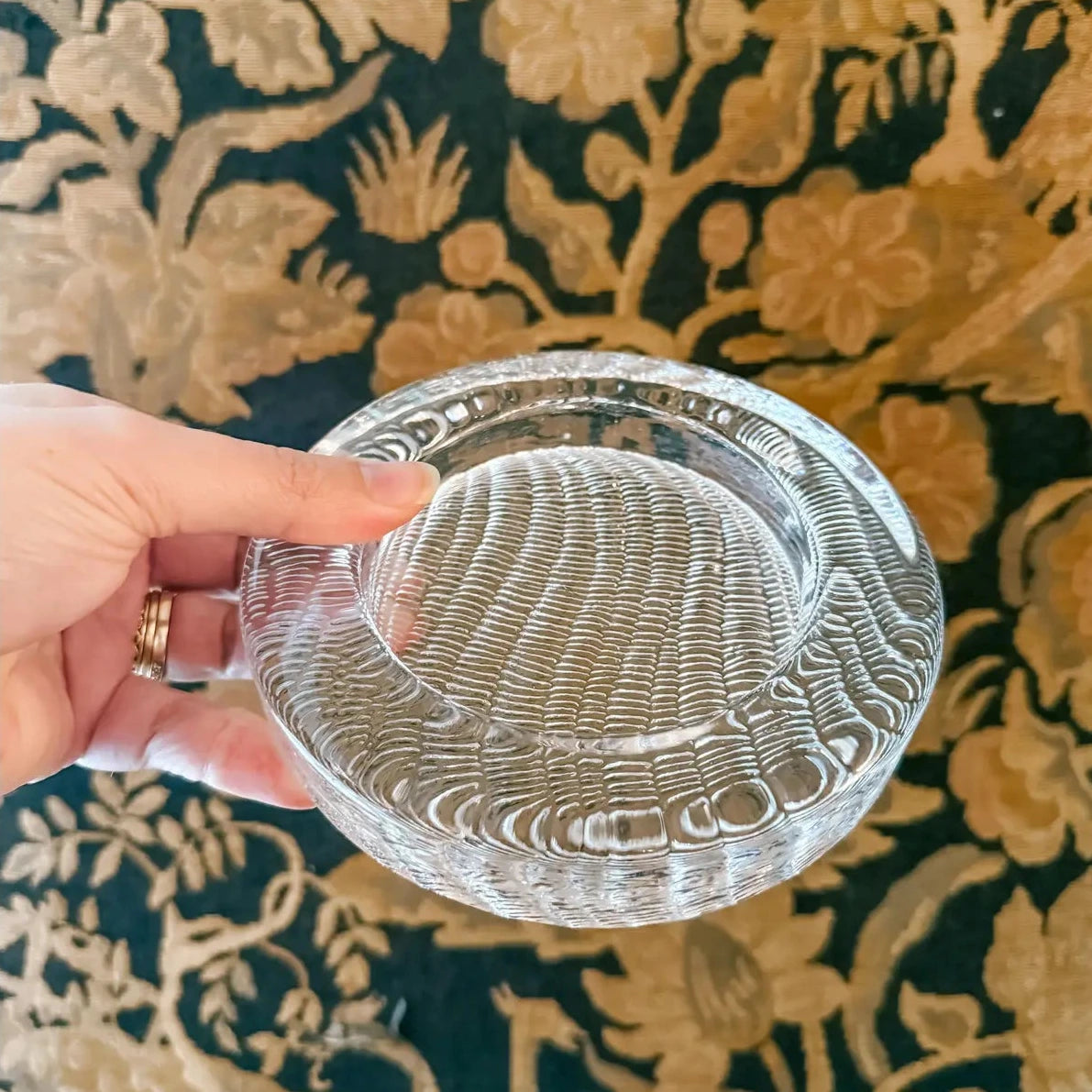 Vintage Jorgensen for Holmegaard Textured Glass Catchall Wine Coaster