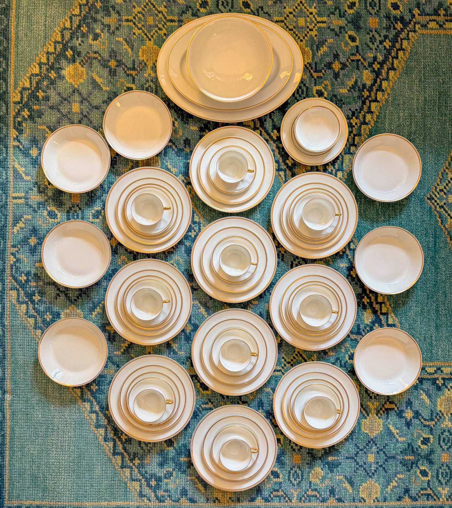 Antique Haviland Limoges France Porcelain China with Double Gold Band Trim, Basic Service for Ten