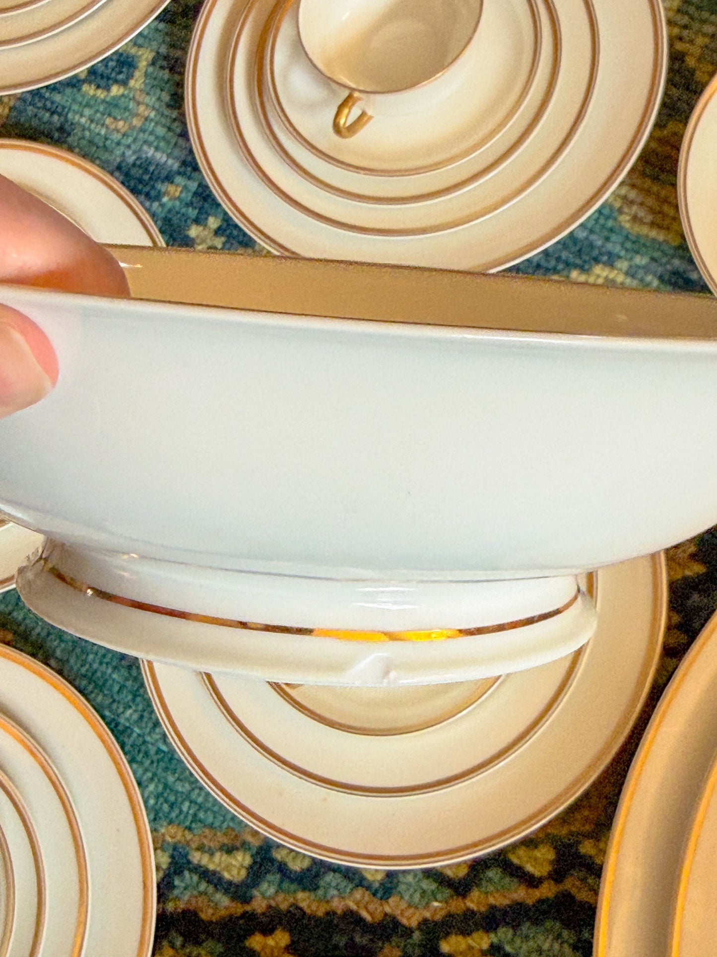 Antique Haviland Limoges France Porcelain China with Double Gold Band Trim, Basic Service for Ten