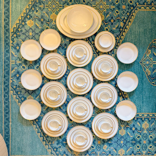 Antique Haviland Limoges France Porcelain China with Double Gold Band Trim, Basic Service for Ten