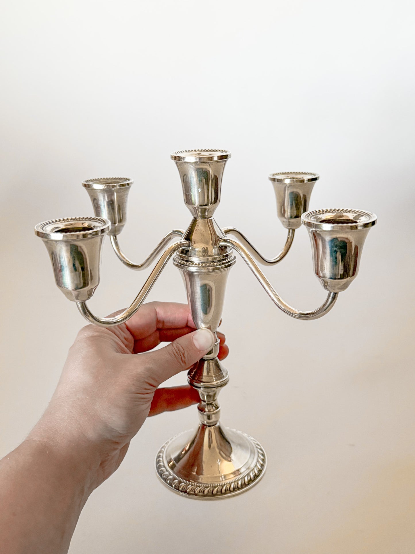 1950s Duchin Creations Sterling Silver Candelabra, Five Arm Convertible and Weighted