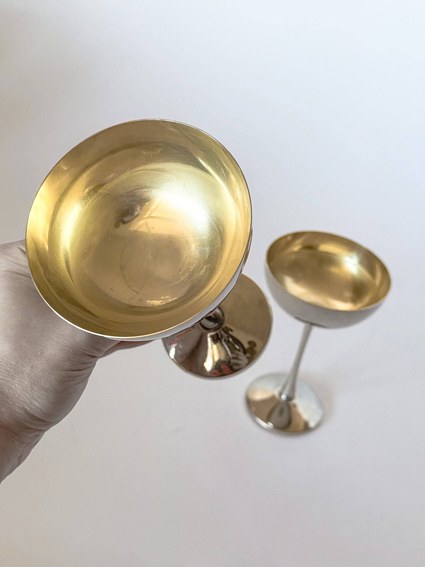 Vintage Italian Silverplate Champagne Coupes by Leonard, A Pair