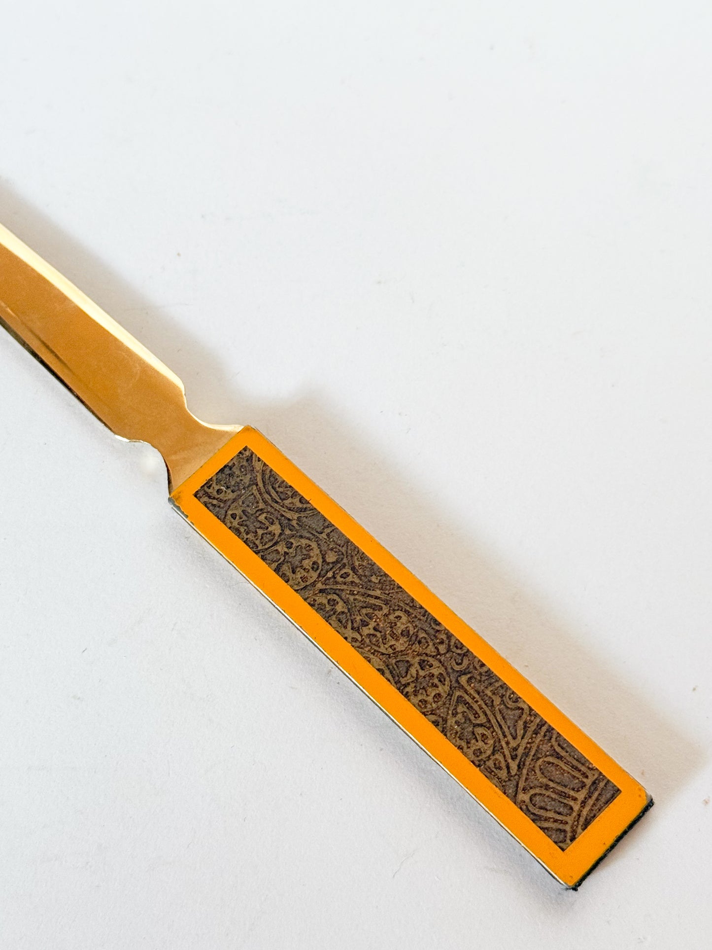 Vintage Brass and Yellow Embossed Letter Opener