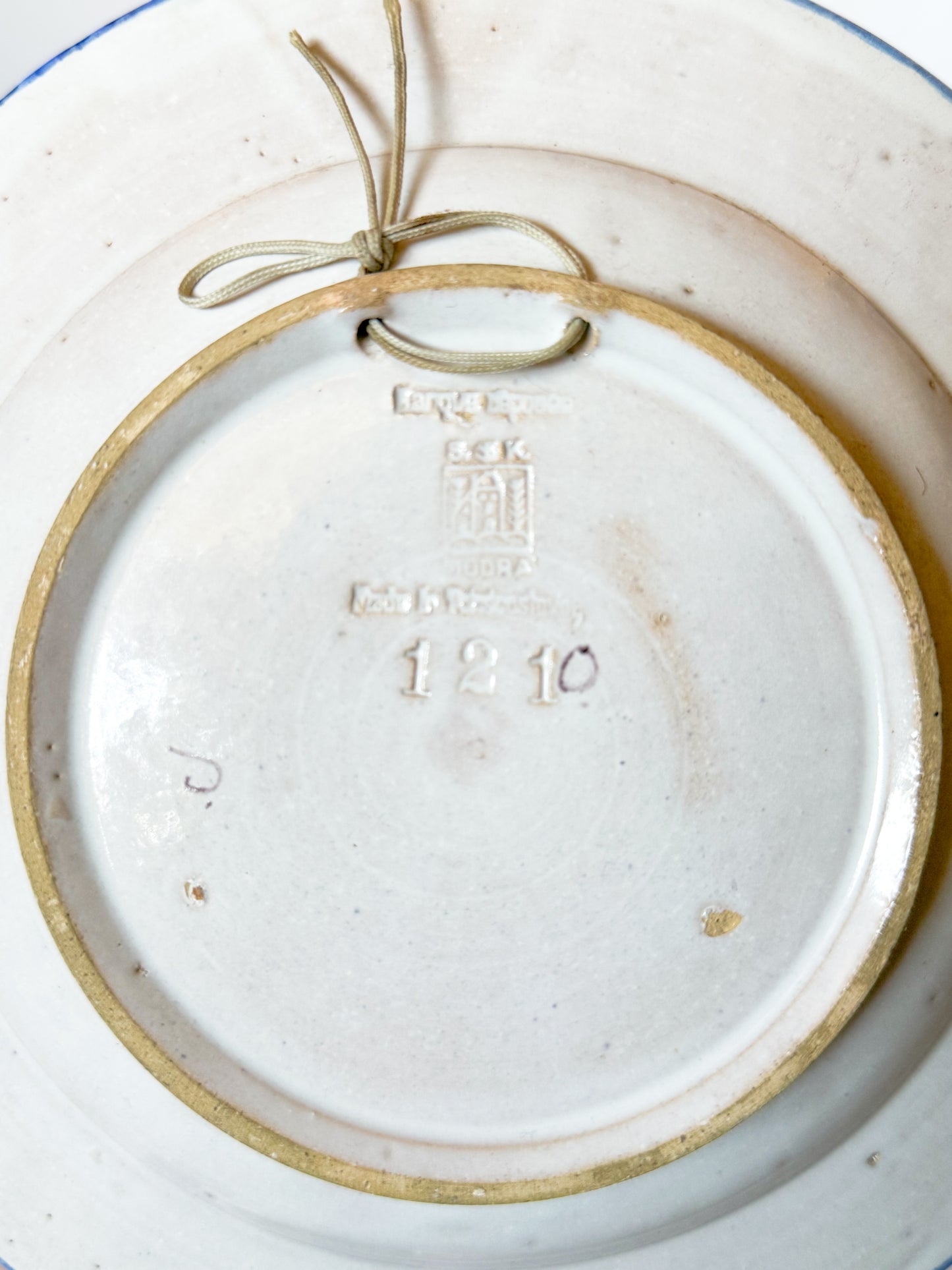 Vintage Blue and White Floral Majolica Plate, Made in Czechoslovakia (Plate 2)