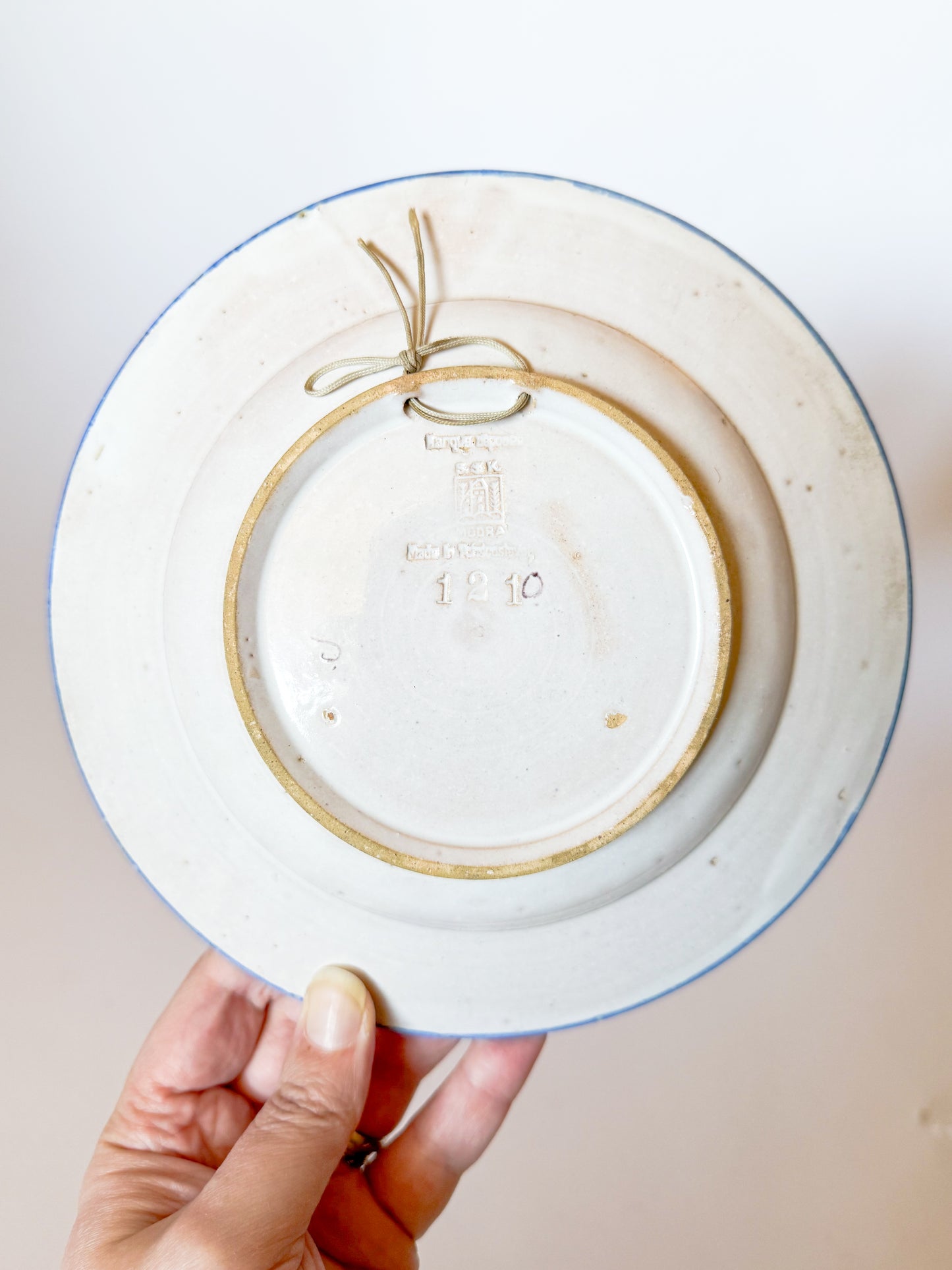 Vintage Blue and White Floral Majolica Plate, Made in Czechoslovakia (Plate 2)