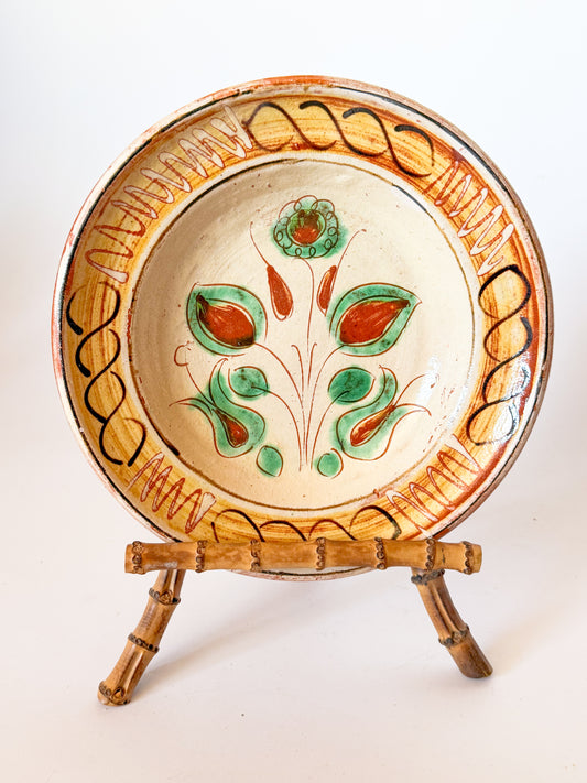 Vintage Hungarian Folk Art Pottery Bowl