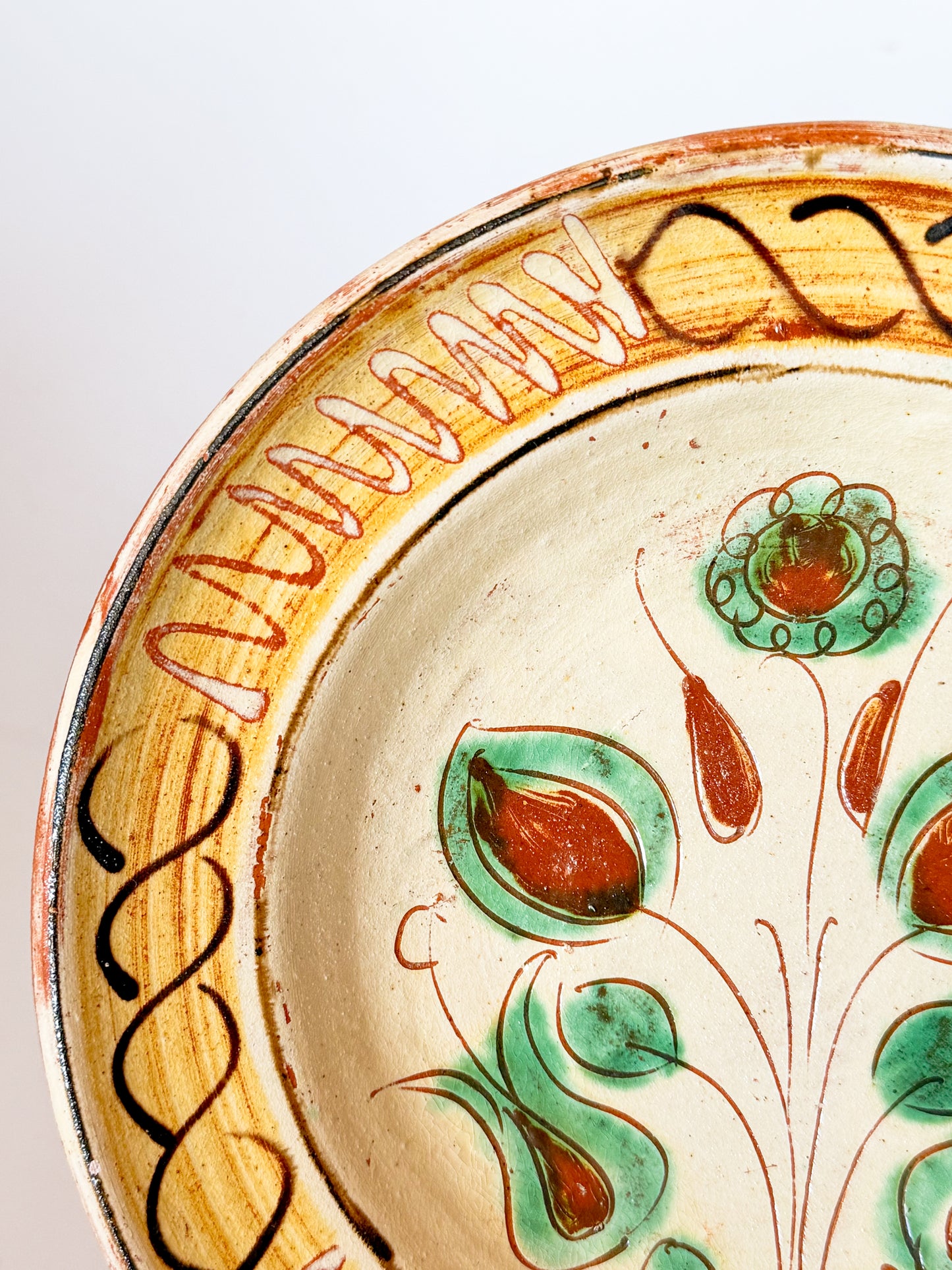 Vintage Hungarian Folk Art Pottery Bowl