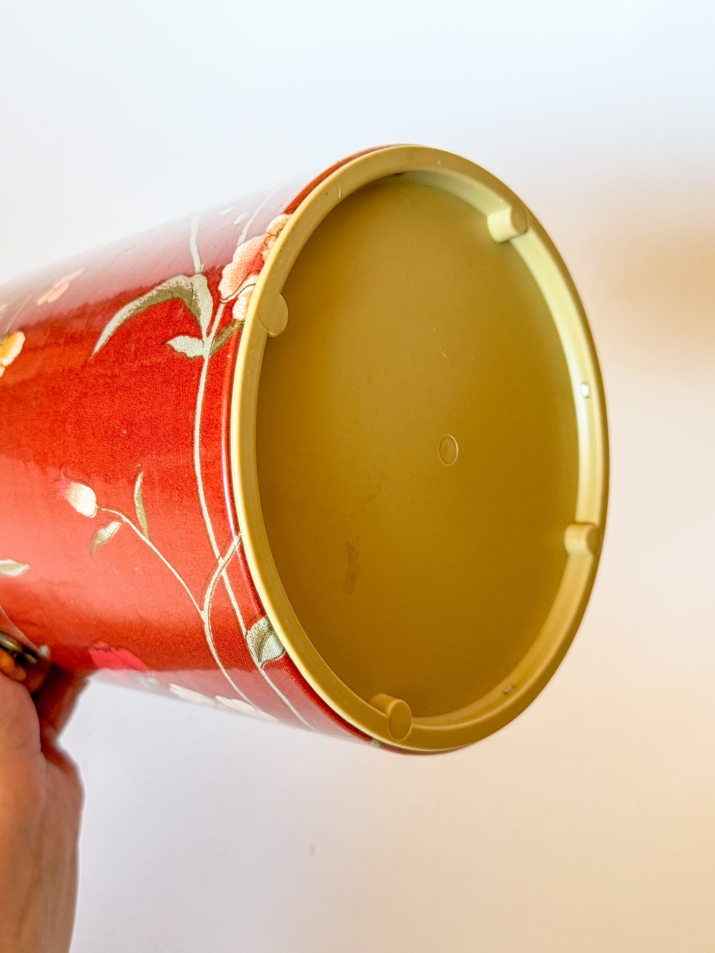 Vintage Floral Chintz and Bamboo Handled Ice Bucket
