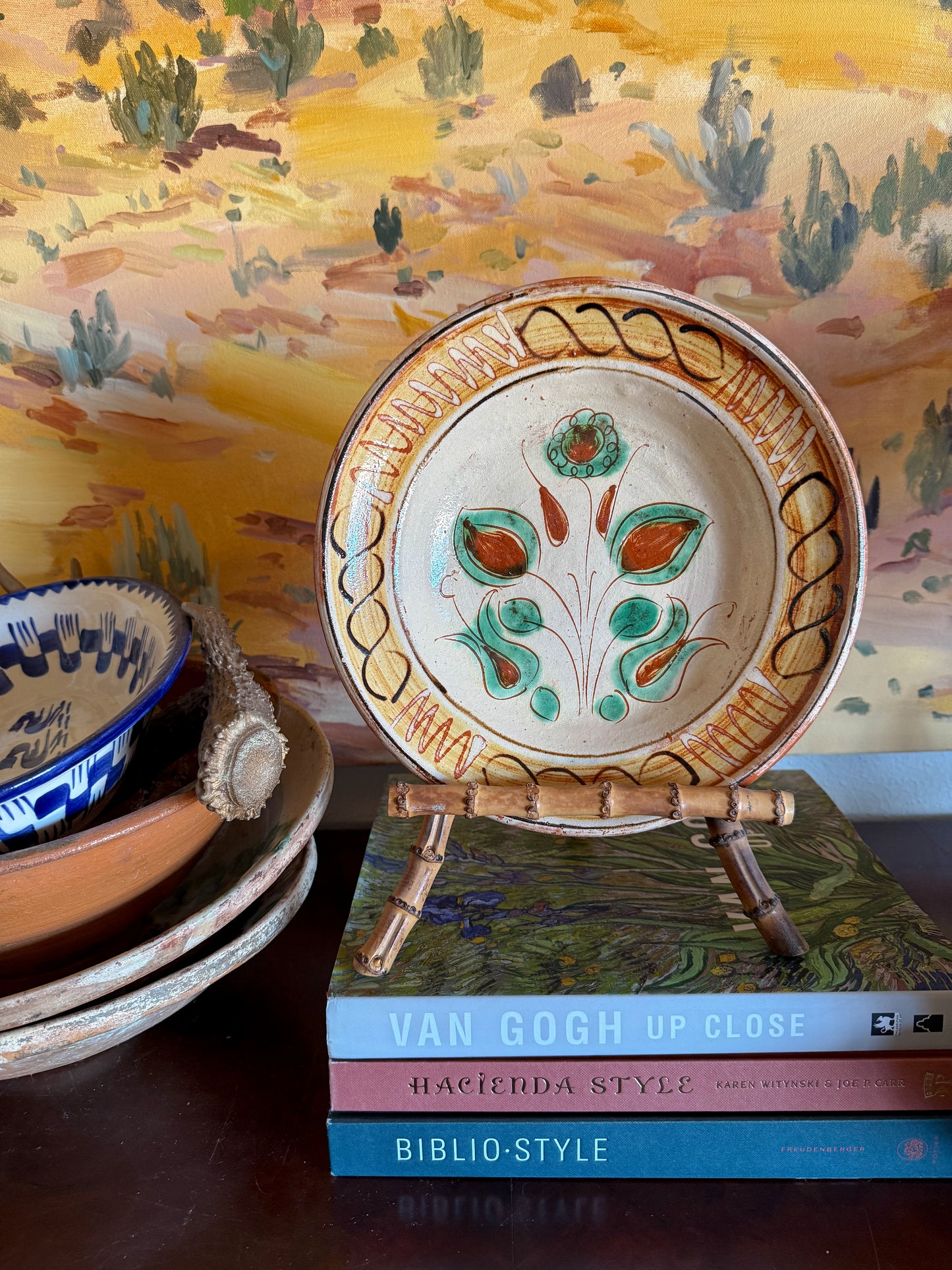 Vintage Hungarian Folk Art Pottery Bowl