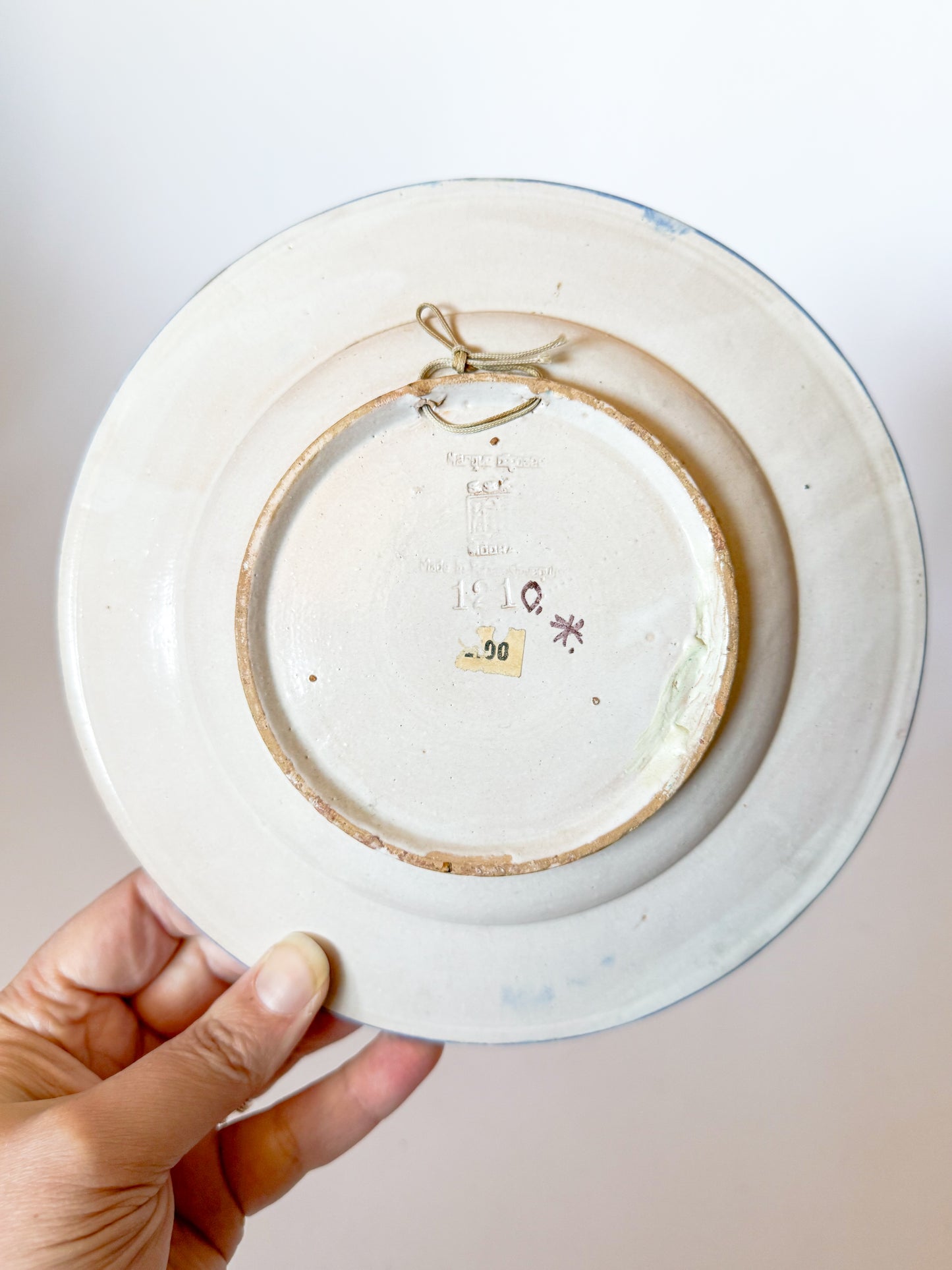 Vintage Blue and White Floral Majolica Plate, Made in Czechoslovakia (Plate 1)