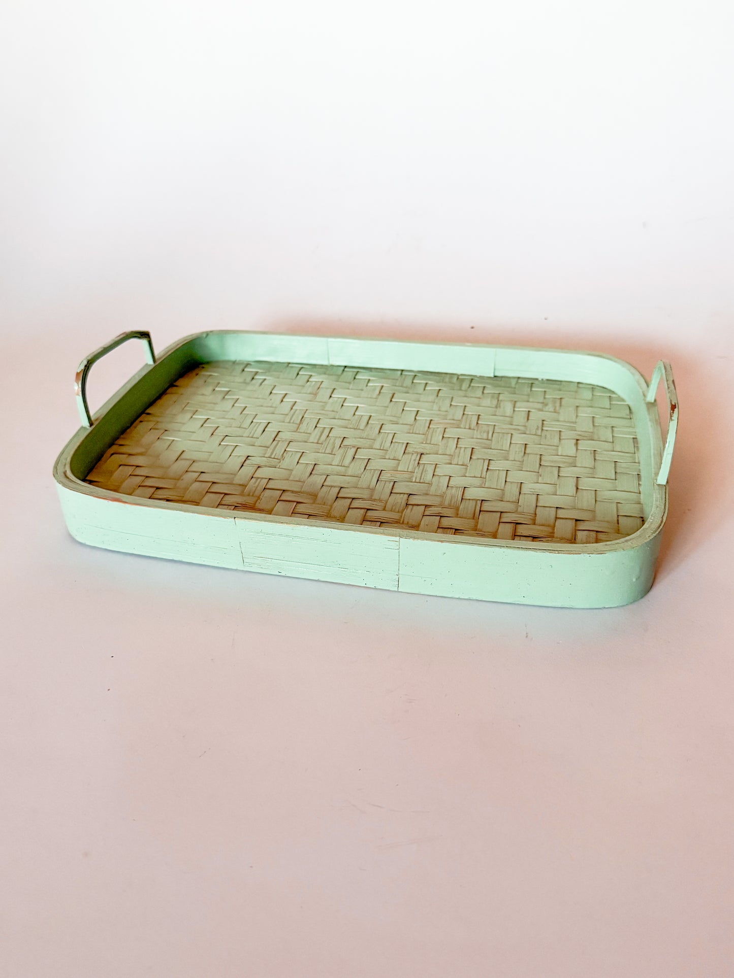 Vintage Mint Green Woven Tray