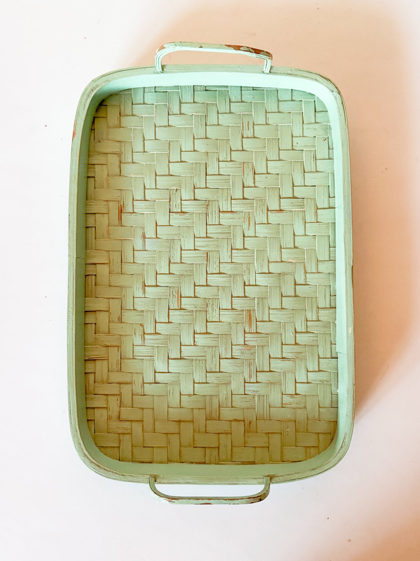 Vintage Mint Green Woven Tray