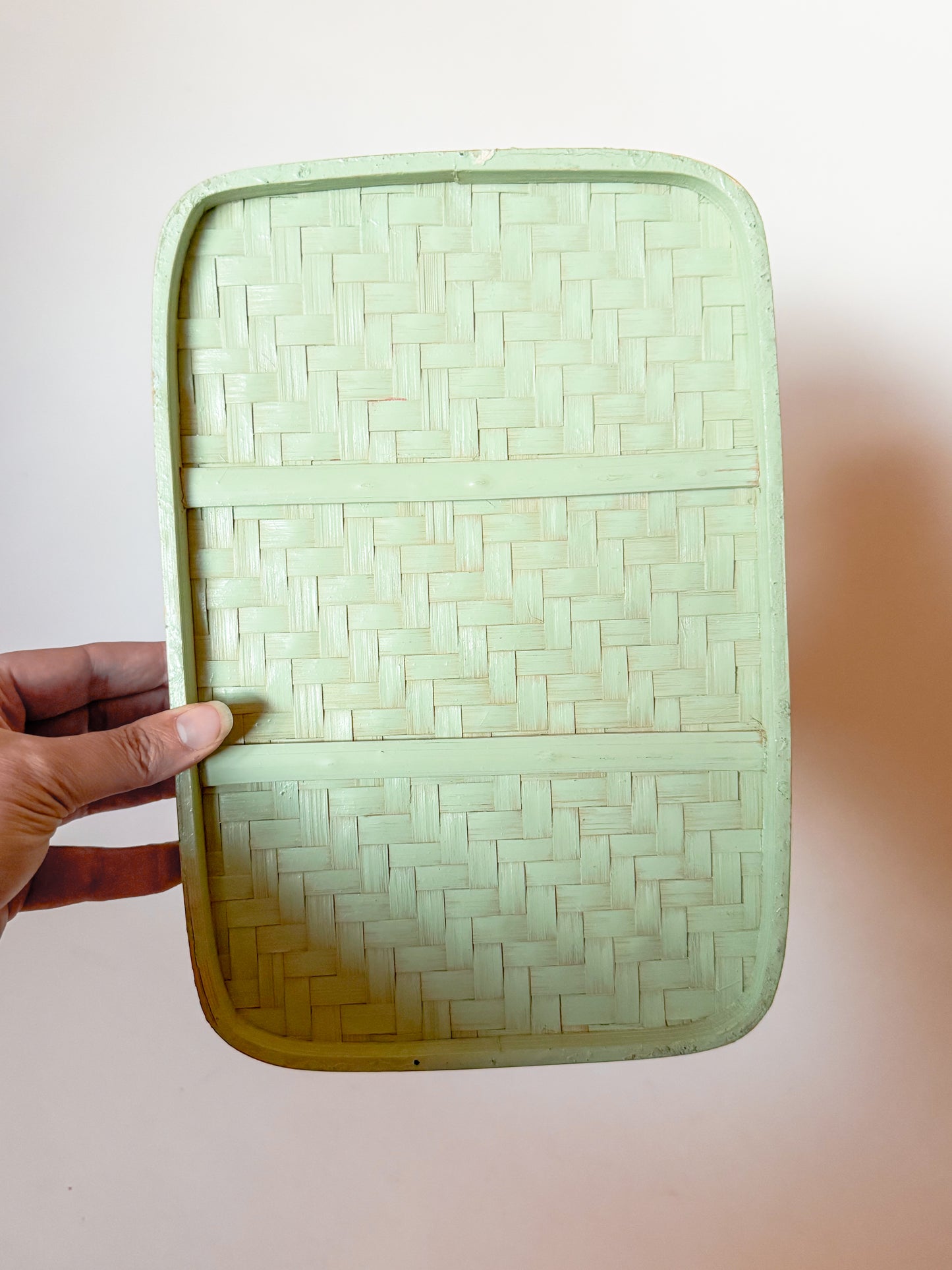 Vintage Mint Green Woven Tray