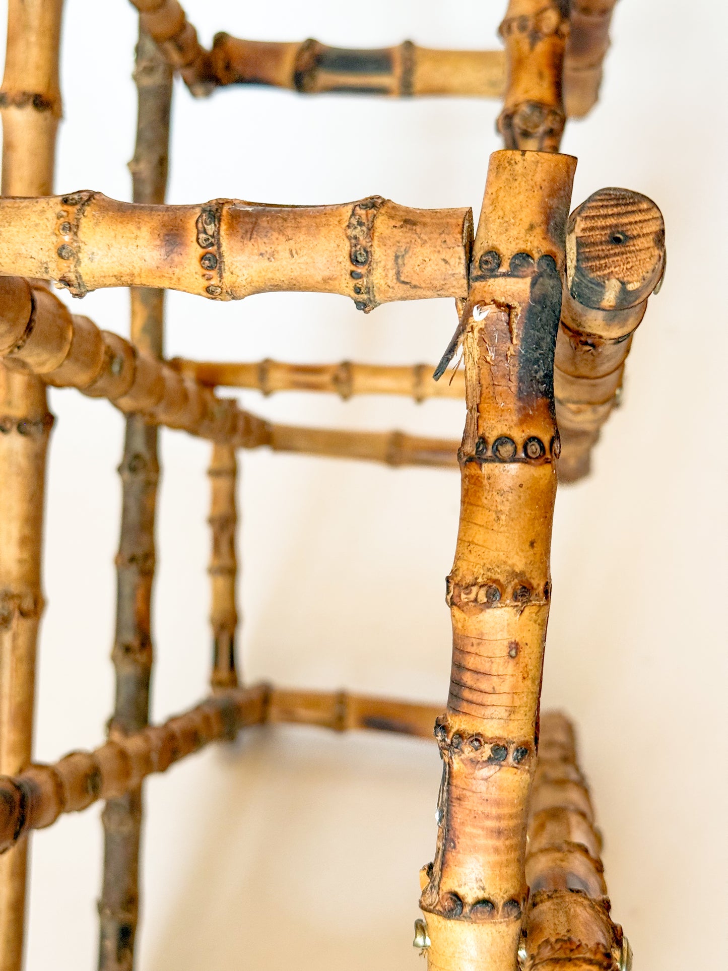 Vintage Burnt Tortoise or Scorched Bamboo Collapsable Wine Rack