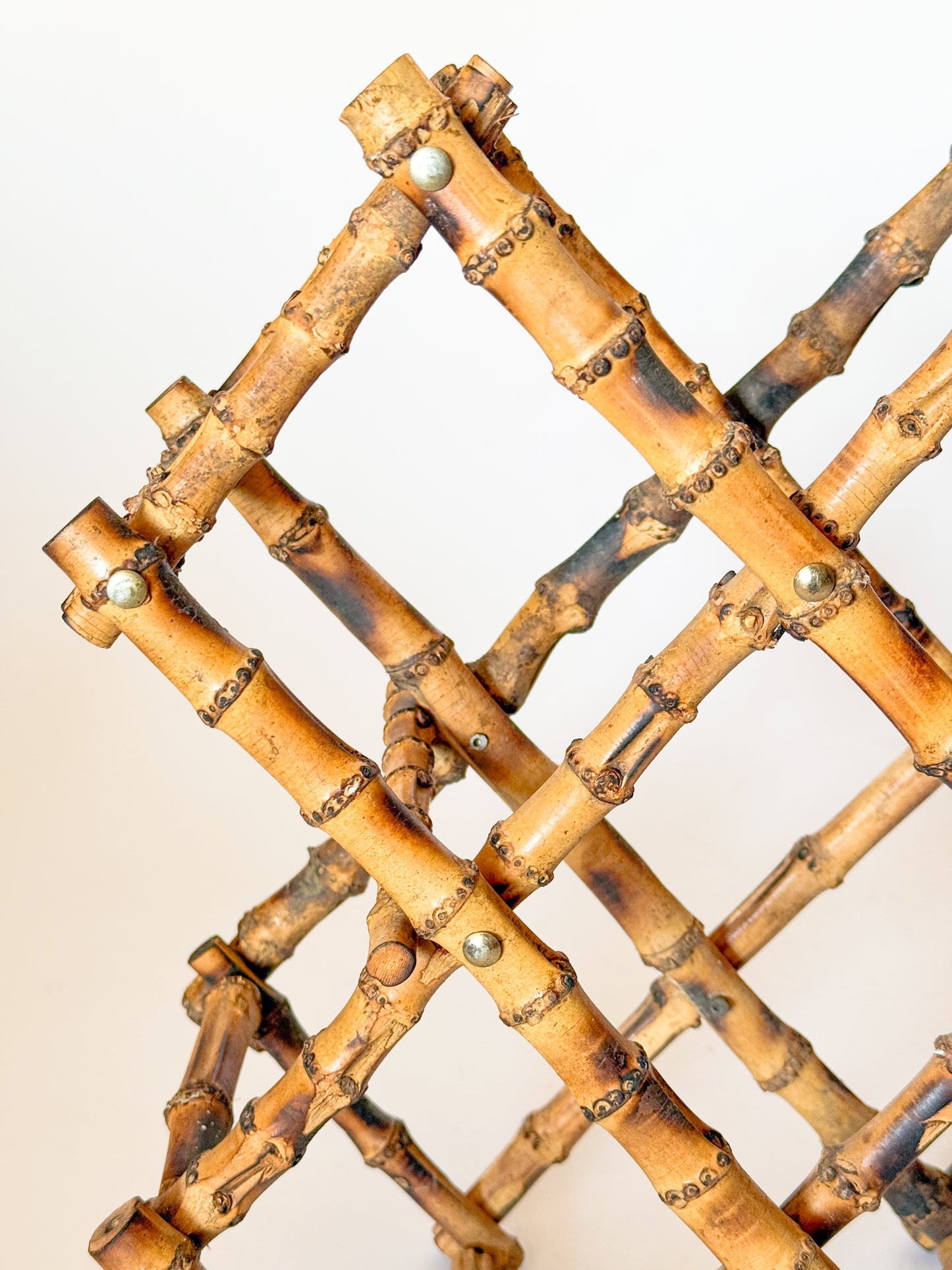 Vintage Burnt Tortoise or Scorched Bamboo Collapsable Wine Rack
