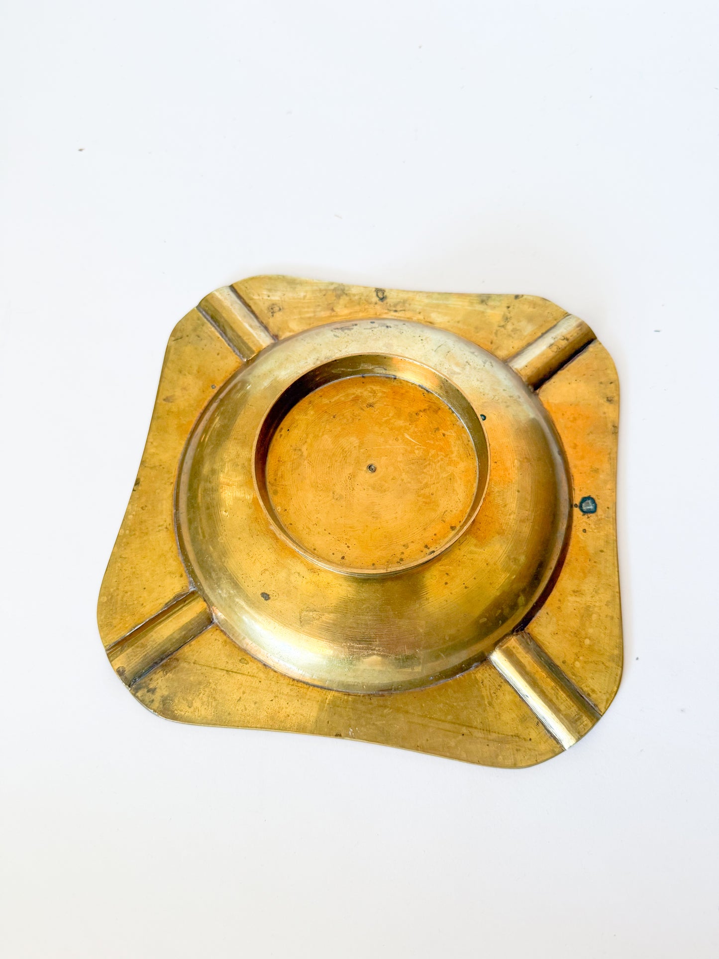 Vintage Floral Brass Catchall Dish