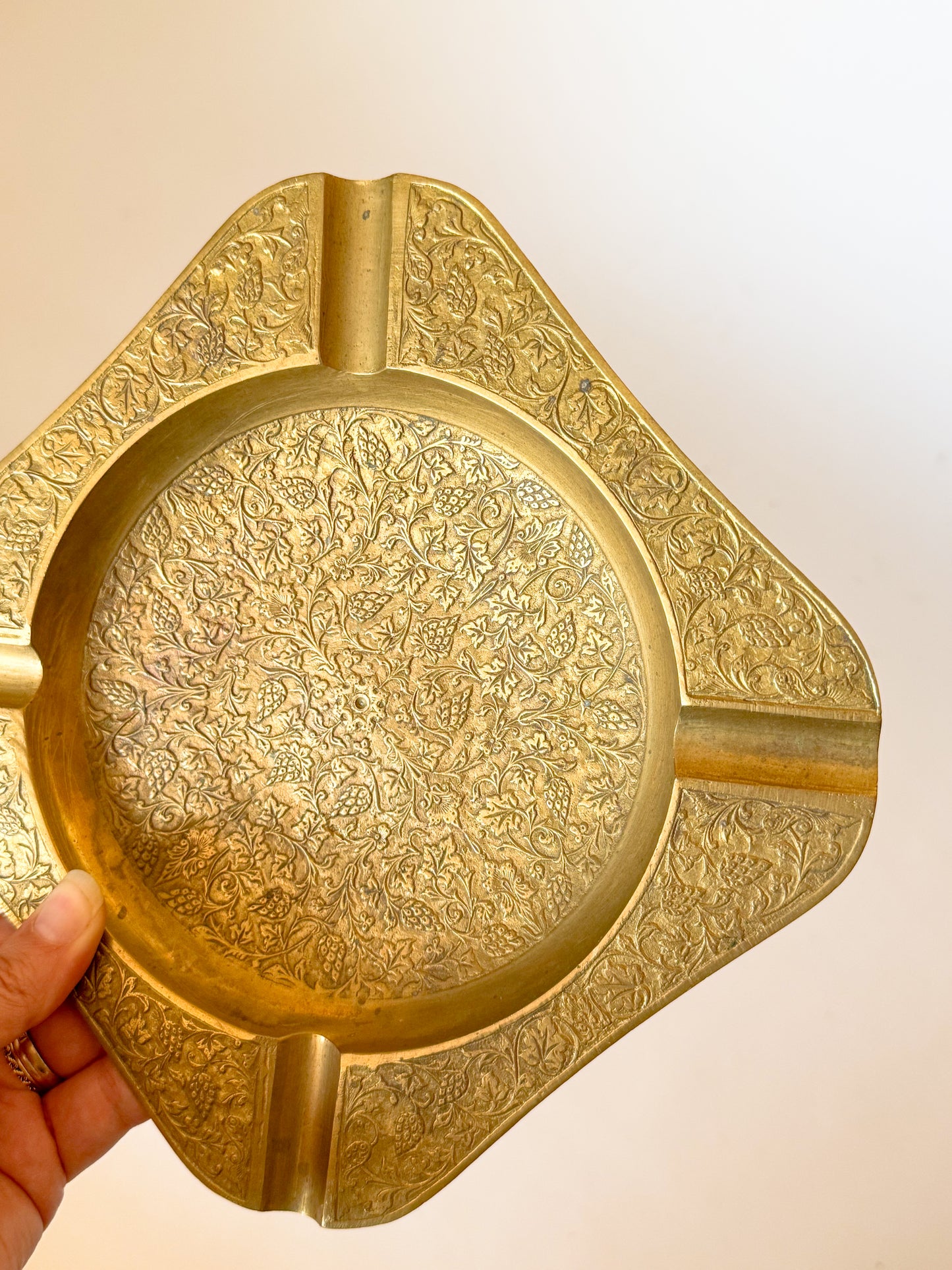 Vintage Floral Brass Catchall Dish