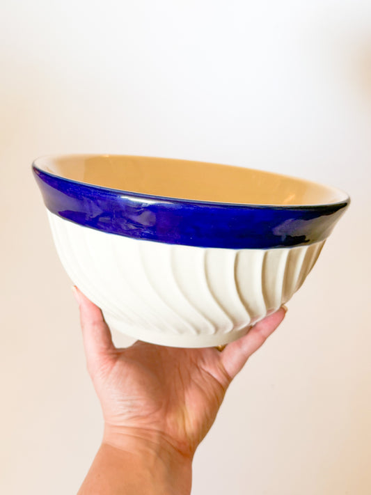 Blue and White Mixing Bowl by Fioriware Pottery