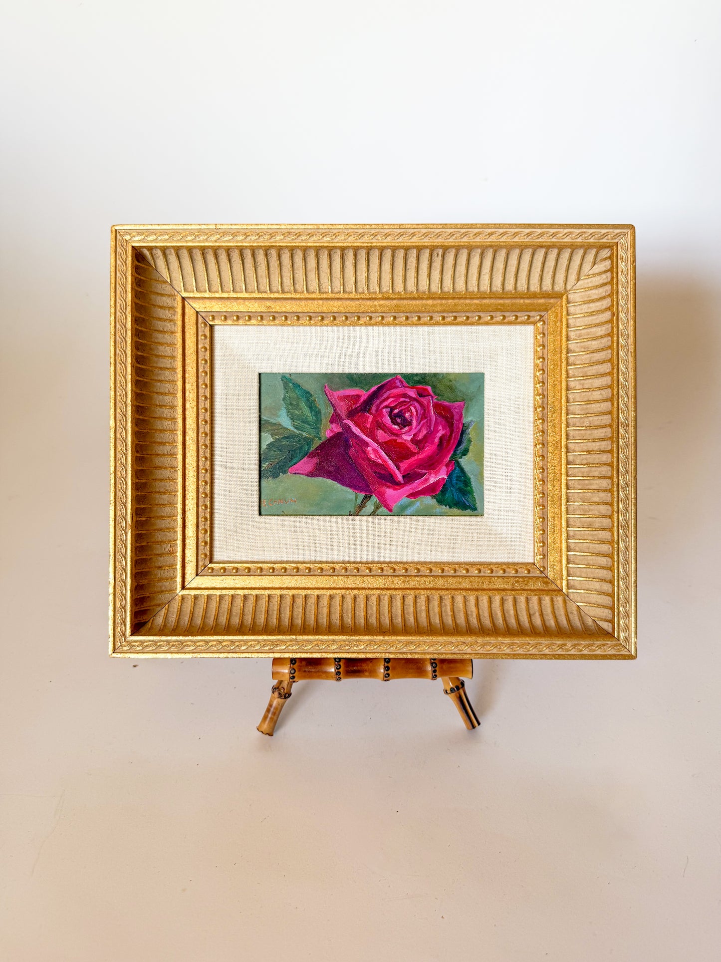 Original Rose Plein Air Style Acrylic Painting