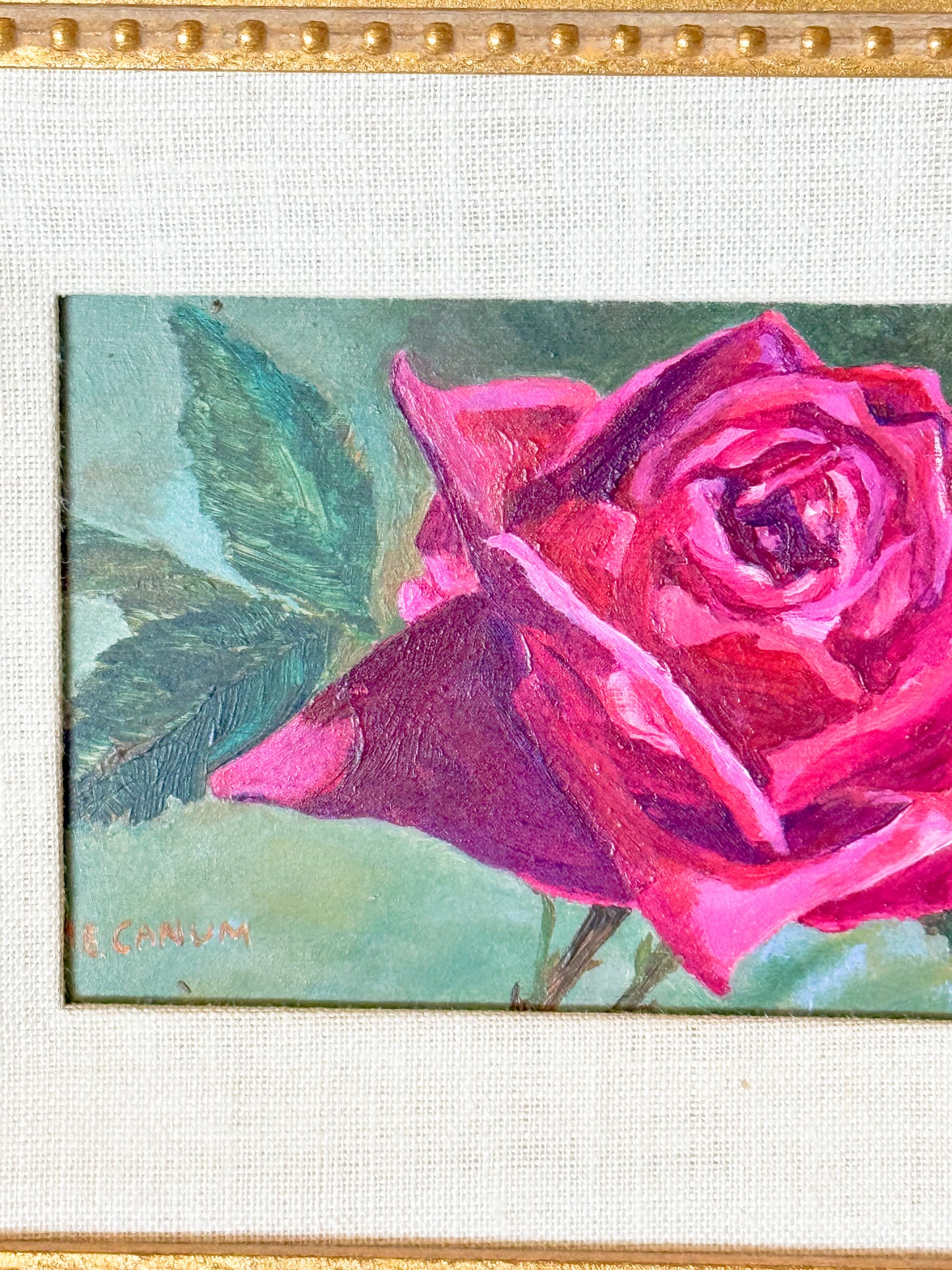 Original Rose Plein Air Style Acrylic Painting
