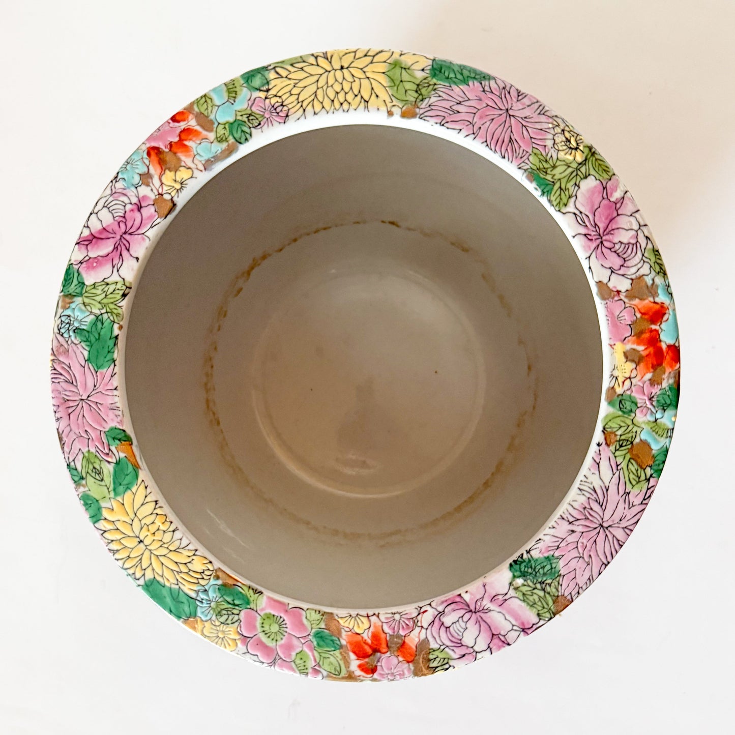 Vintage Chinese Ceramic Porcelain Mille Fleur Thousand Flowers Jardiniere Planter