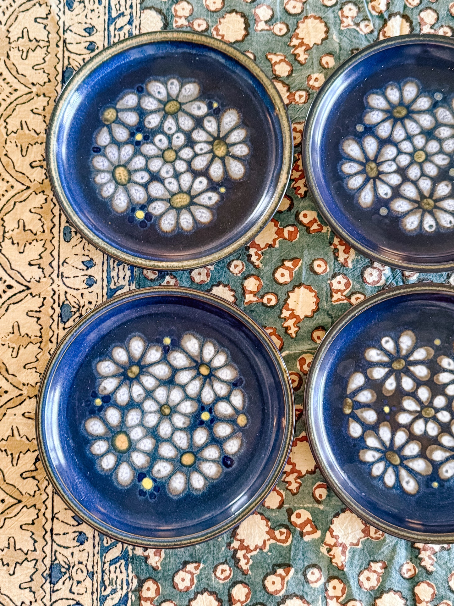 1970s Denby Kismet Blue Bread and Butter Plates- Set of 4