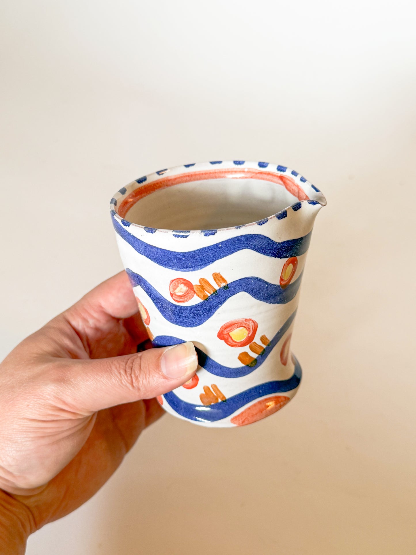 Whimsical Squiggle Studio Pottery Creamer Pitcher
