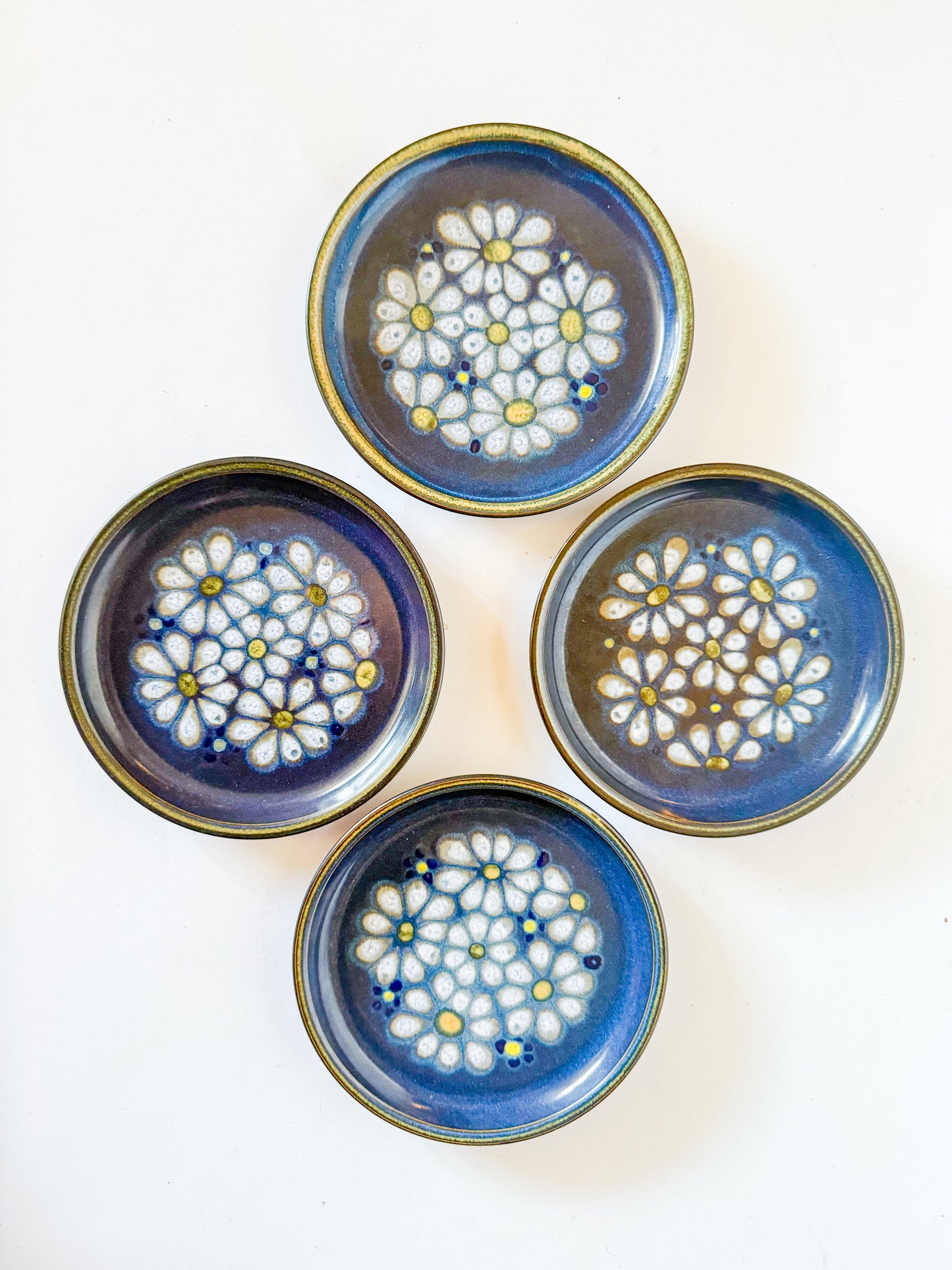 1970s Denby Kismet Blue Bread and Butter Plates- Set of 4