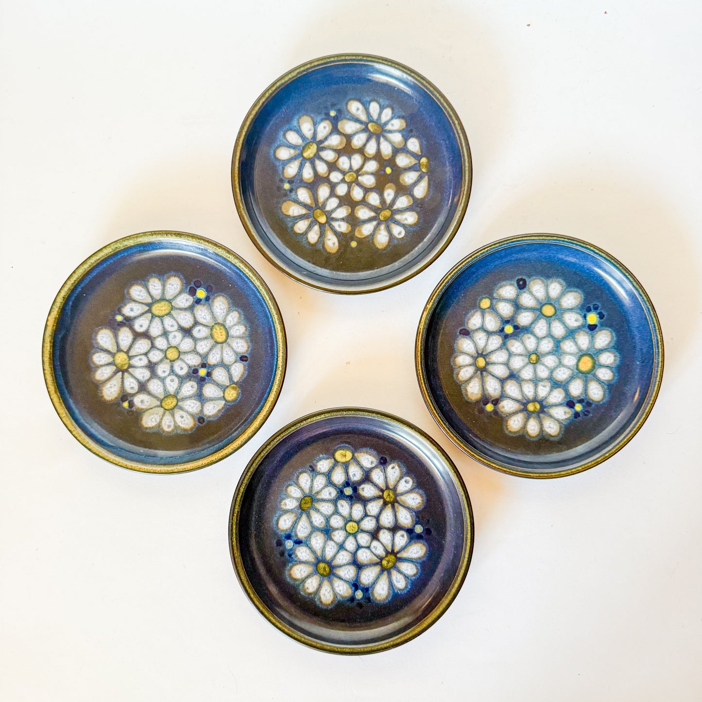 1970s Denby Kismet Blue Bread and Butter Plates- Set of 4