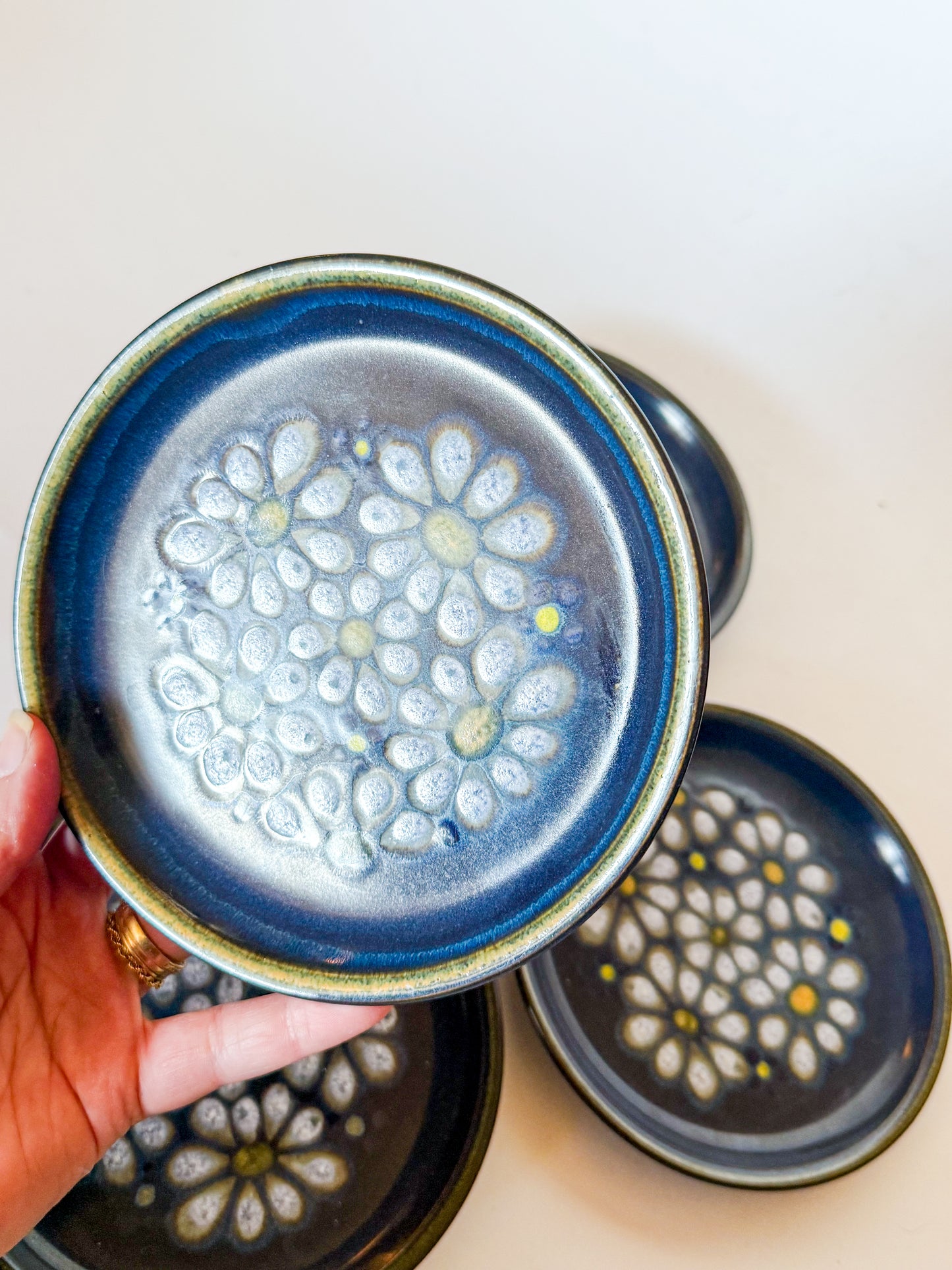 1970s Denby Kismet Blue Bread and Butter Plates- Set of 4