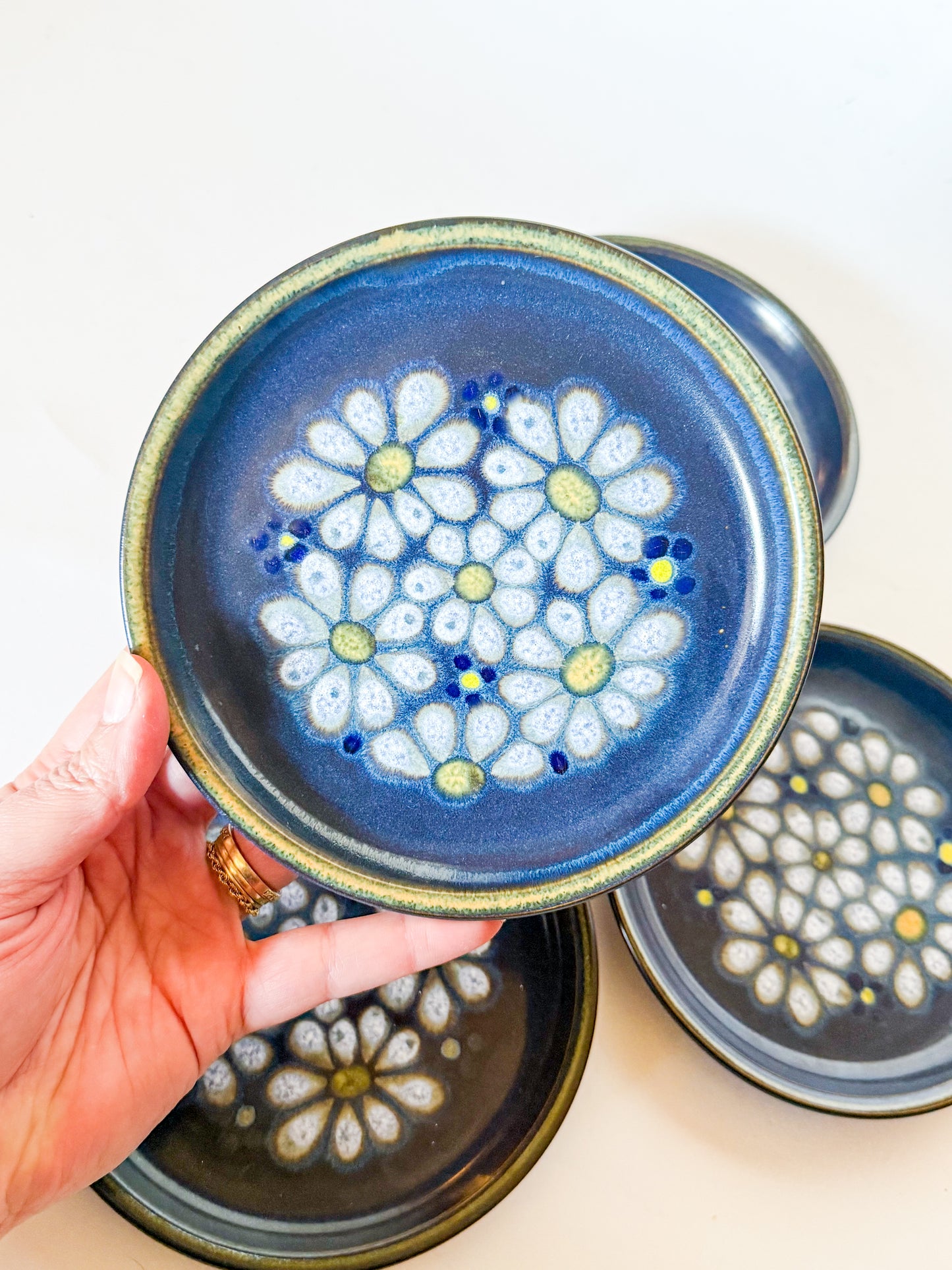 1970s Denby Kismet Blue Bread and Butter Plates- Set of 4