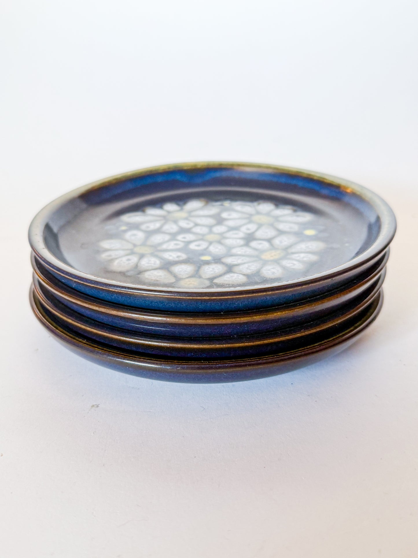 1970s Denby Kismet Blue Bread and Butter Plates- Set of 4