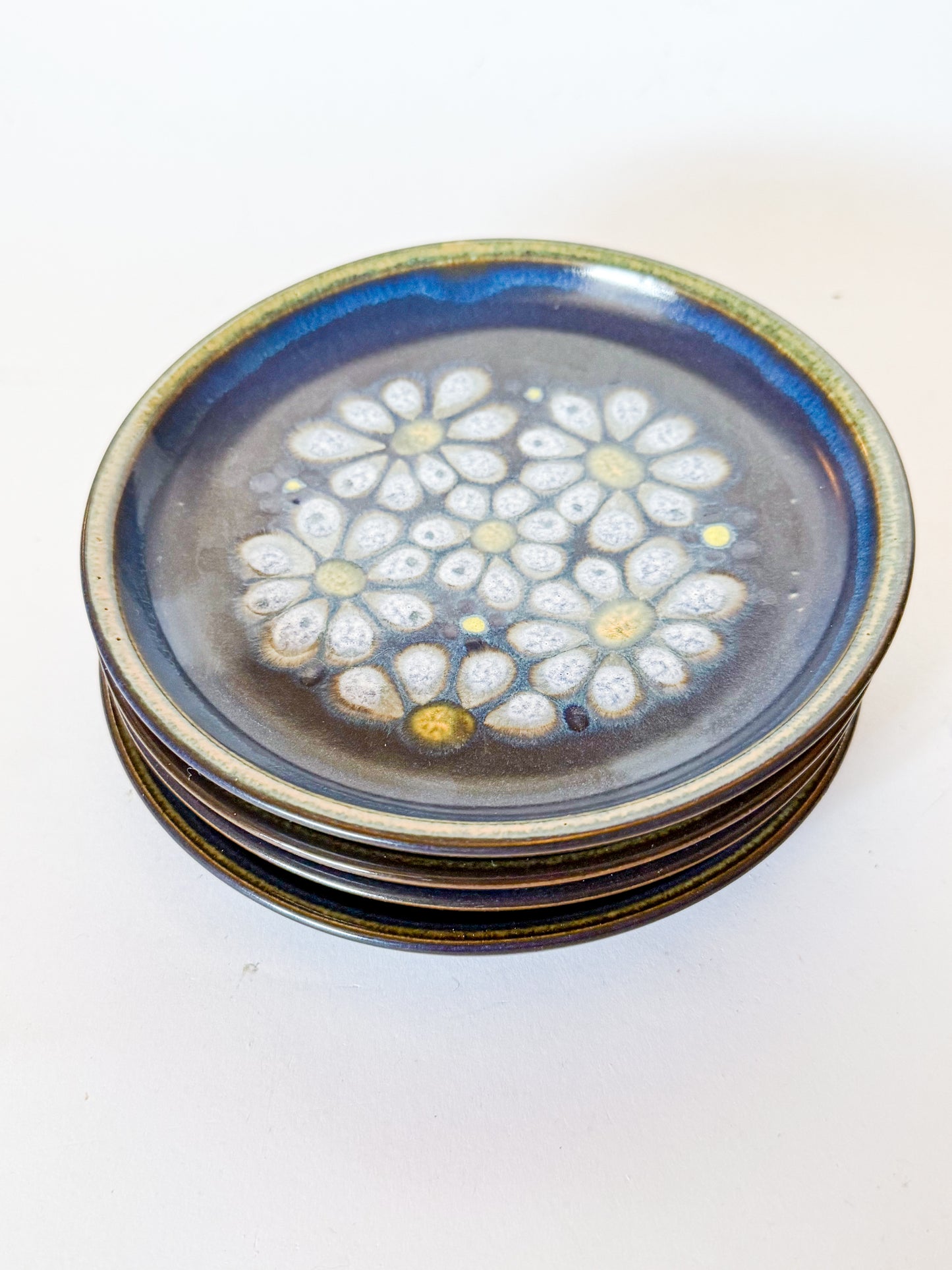 1970s Denby Kismet Blue Bread and Butter Plates- Set of 4