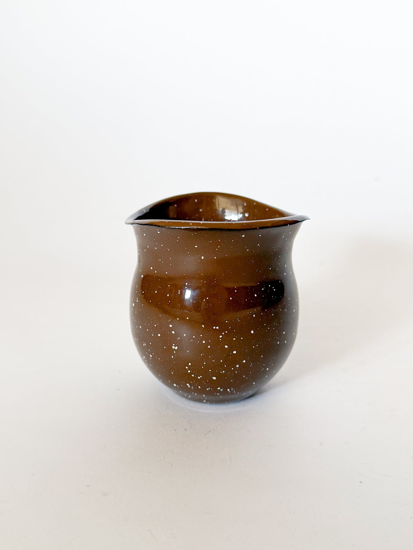 Vintage Mexican Brown Splatter Enamelware Creamer Pitcher