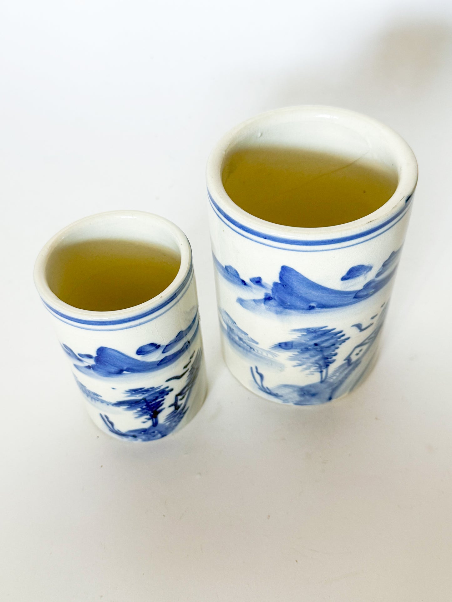 Vintage Chinoiserie Blue and White Brush Pots, Sold Individually
