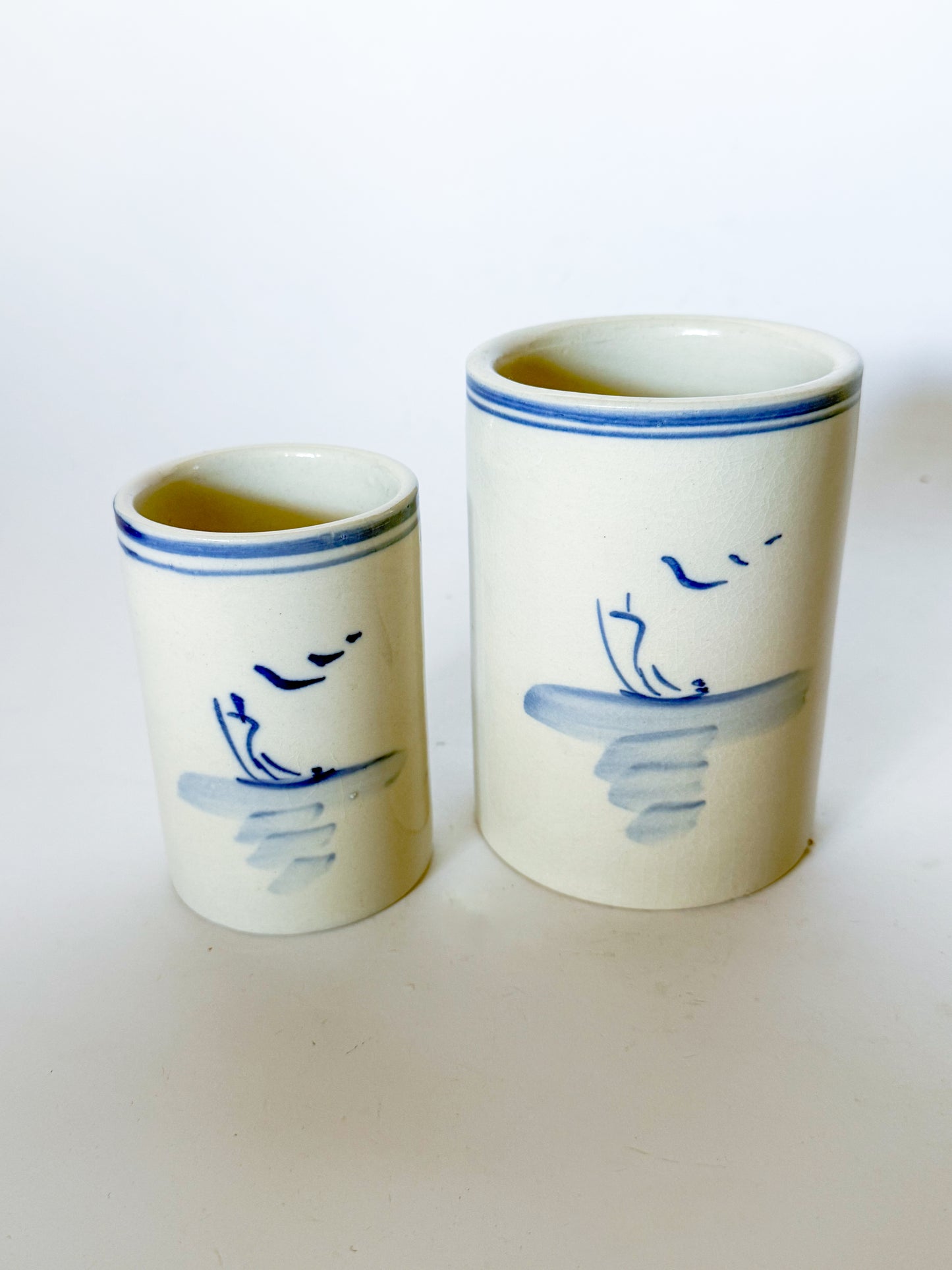 Vintage Chinoiserie Blue and White Brush Pots, Sold Individually
