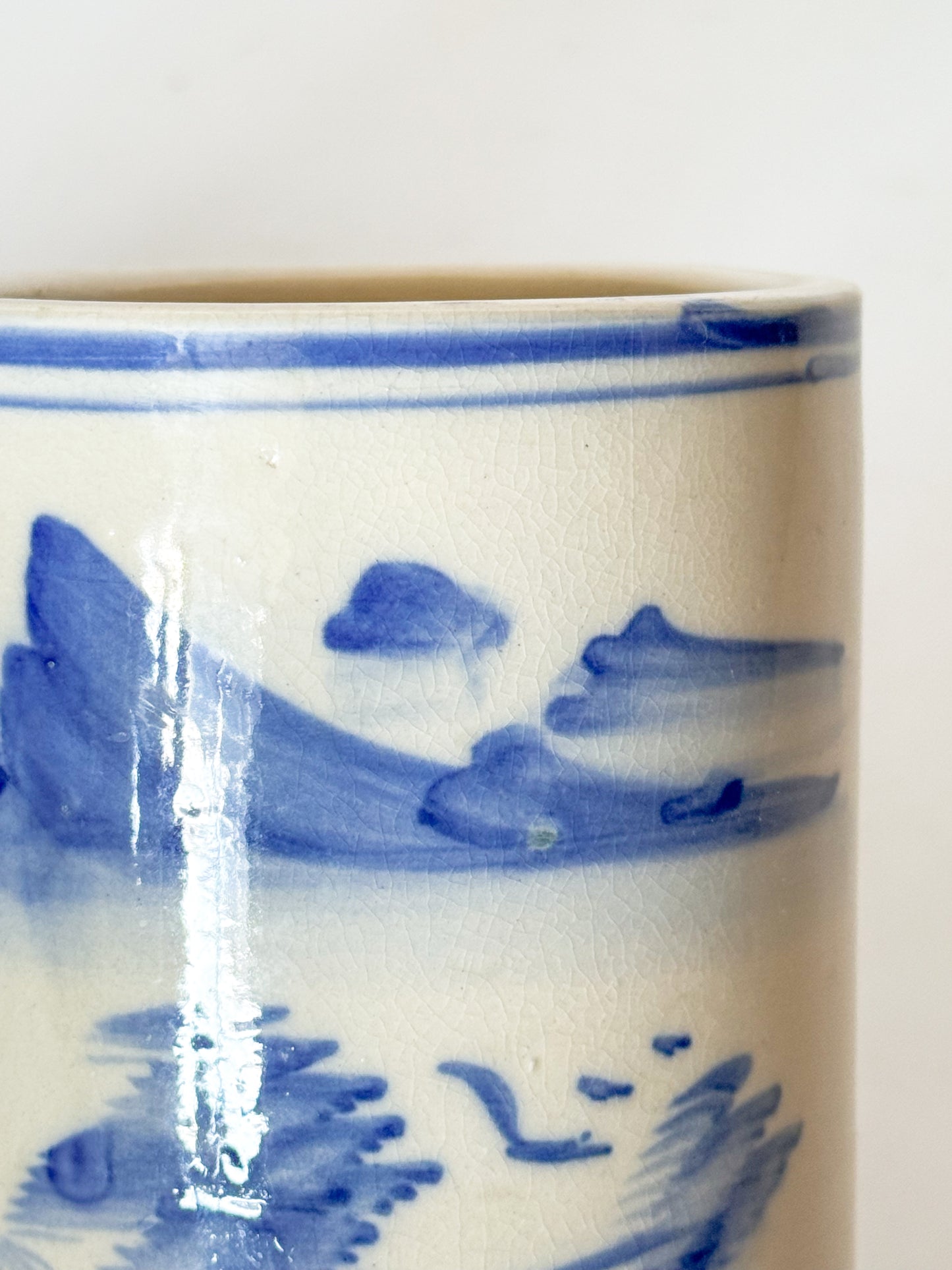 Vintage Chinoiserie Blue and White Brush Pots, Sold Individually