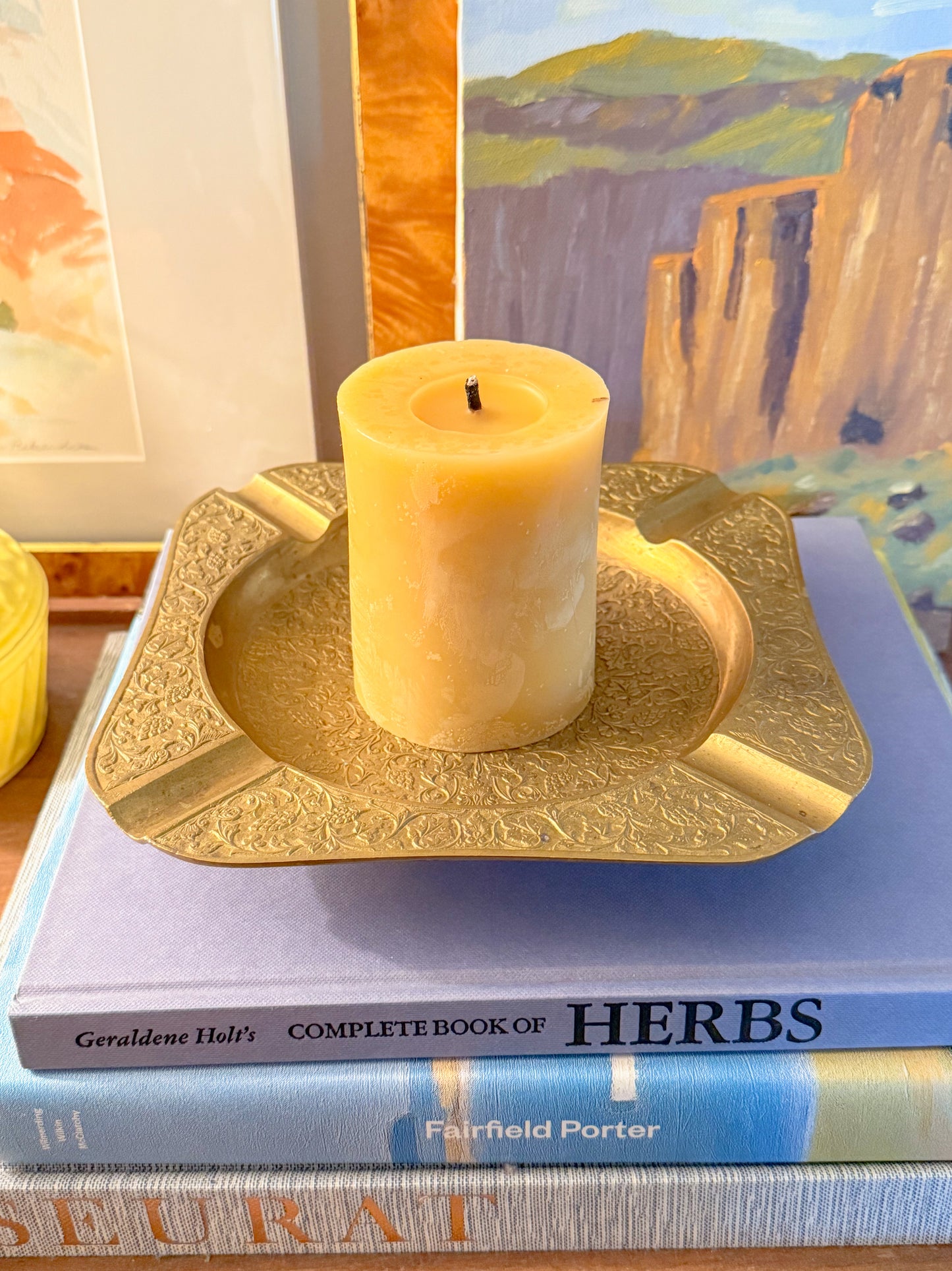 Vintage Floral Brass Catchall Dish