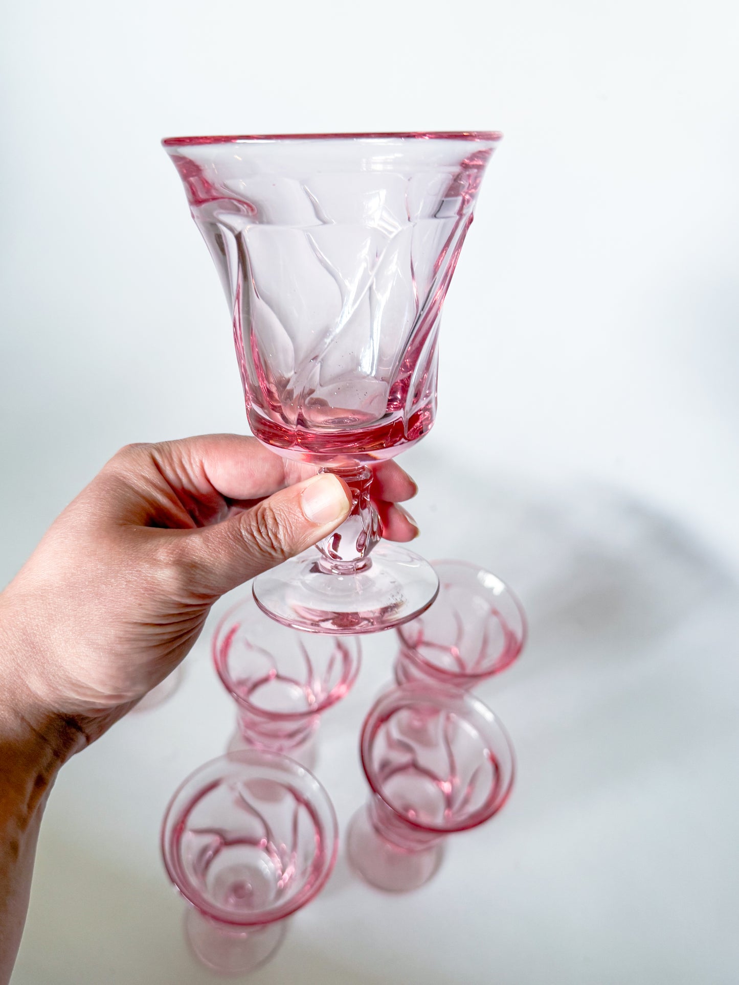 Vintage Fostoria Pink Water Goblets