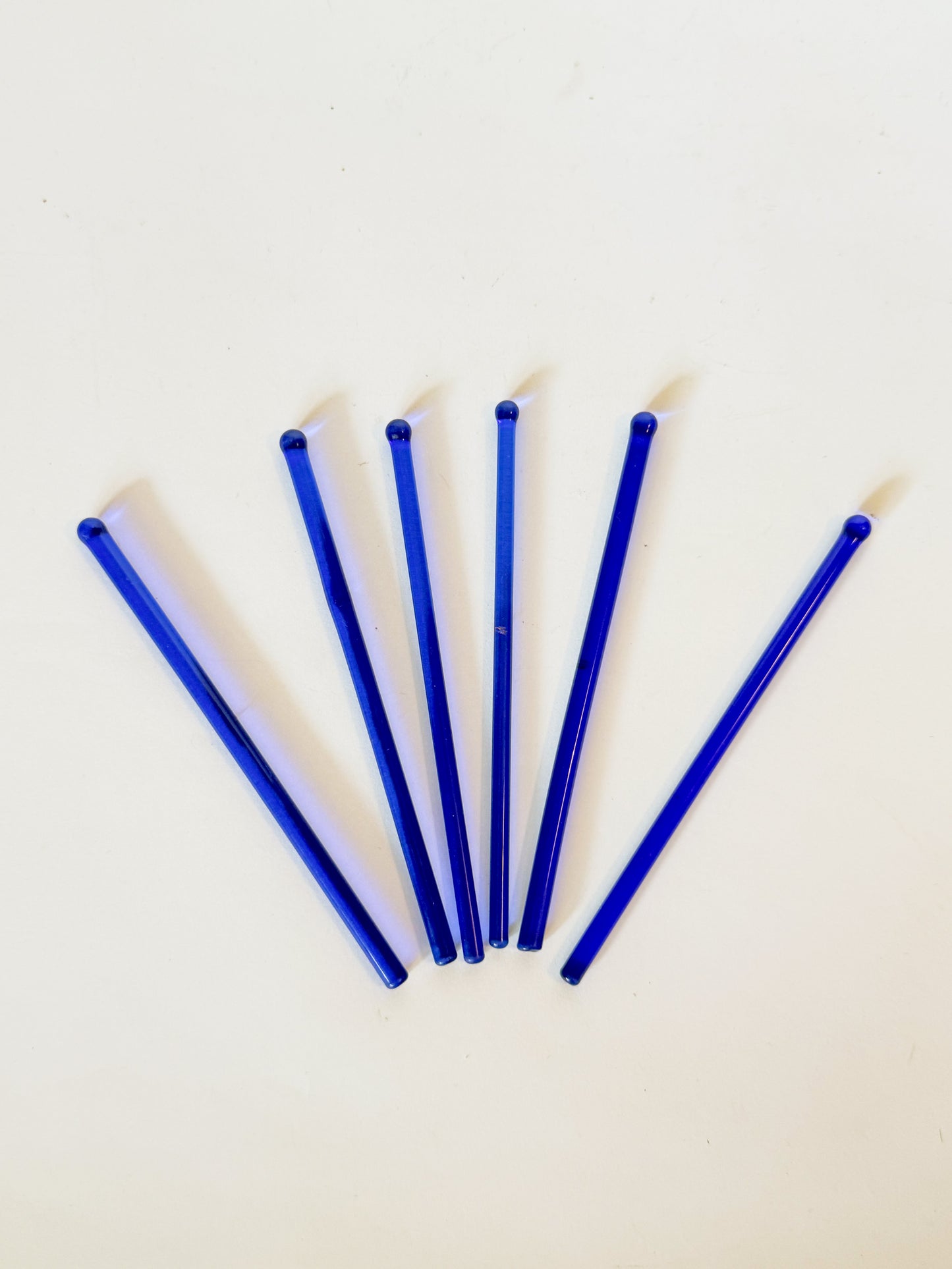 Vintage Cobalt Blue Glass Swizzle Stick Drink Stirrers