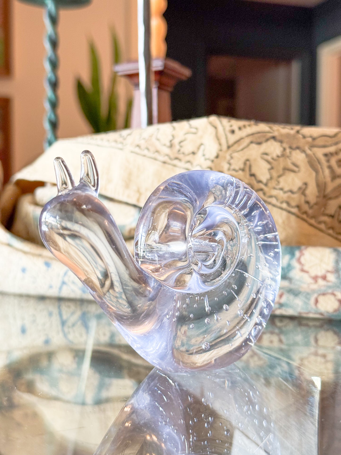 Vintage Murano Style Bubbled Art Glass Garden Snail