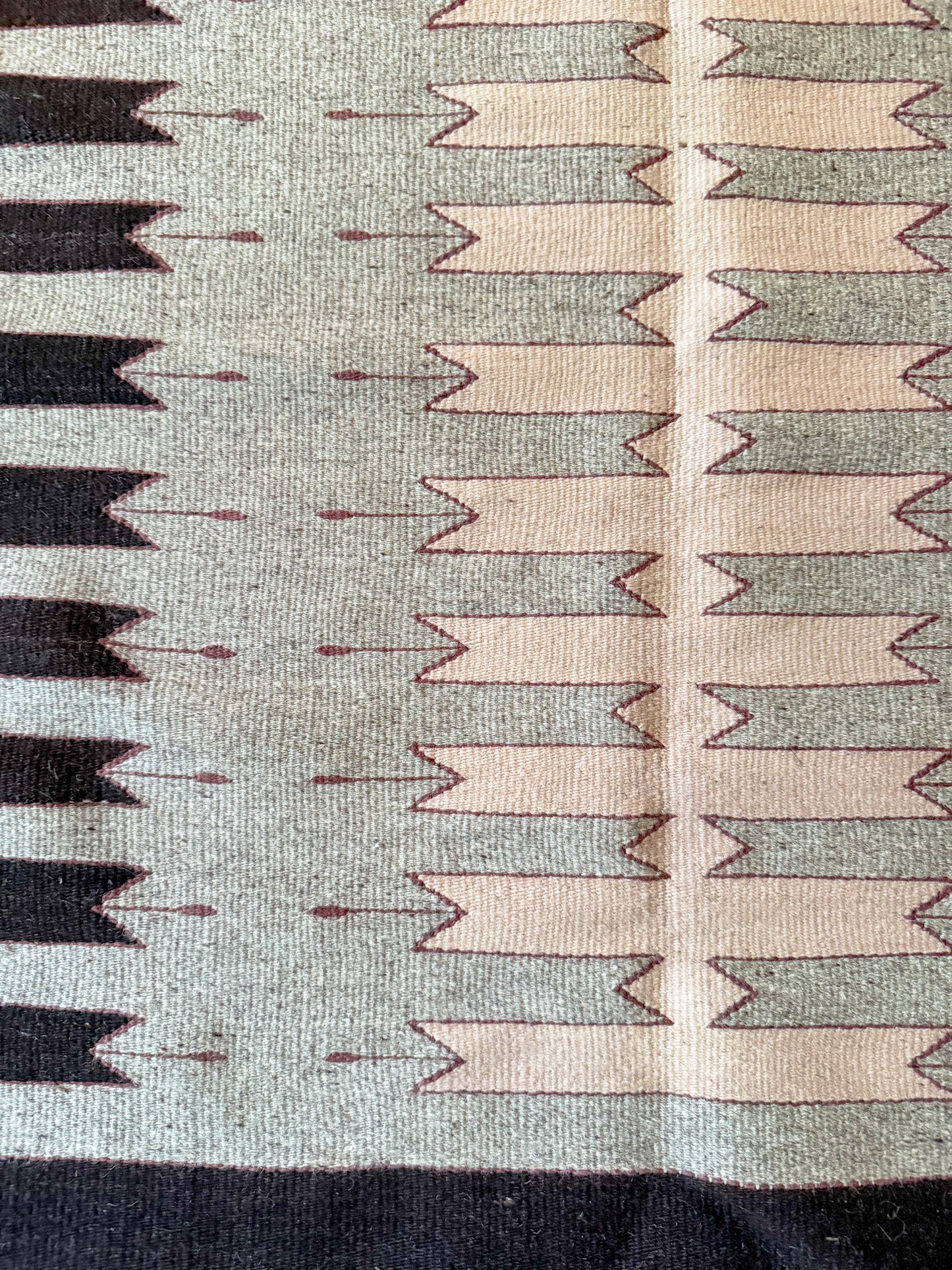 Vintage Zapotec Wool Woven Rug 34x60 Brown Blush Pink Textile Wall Hanging