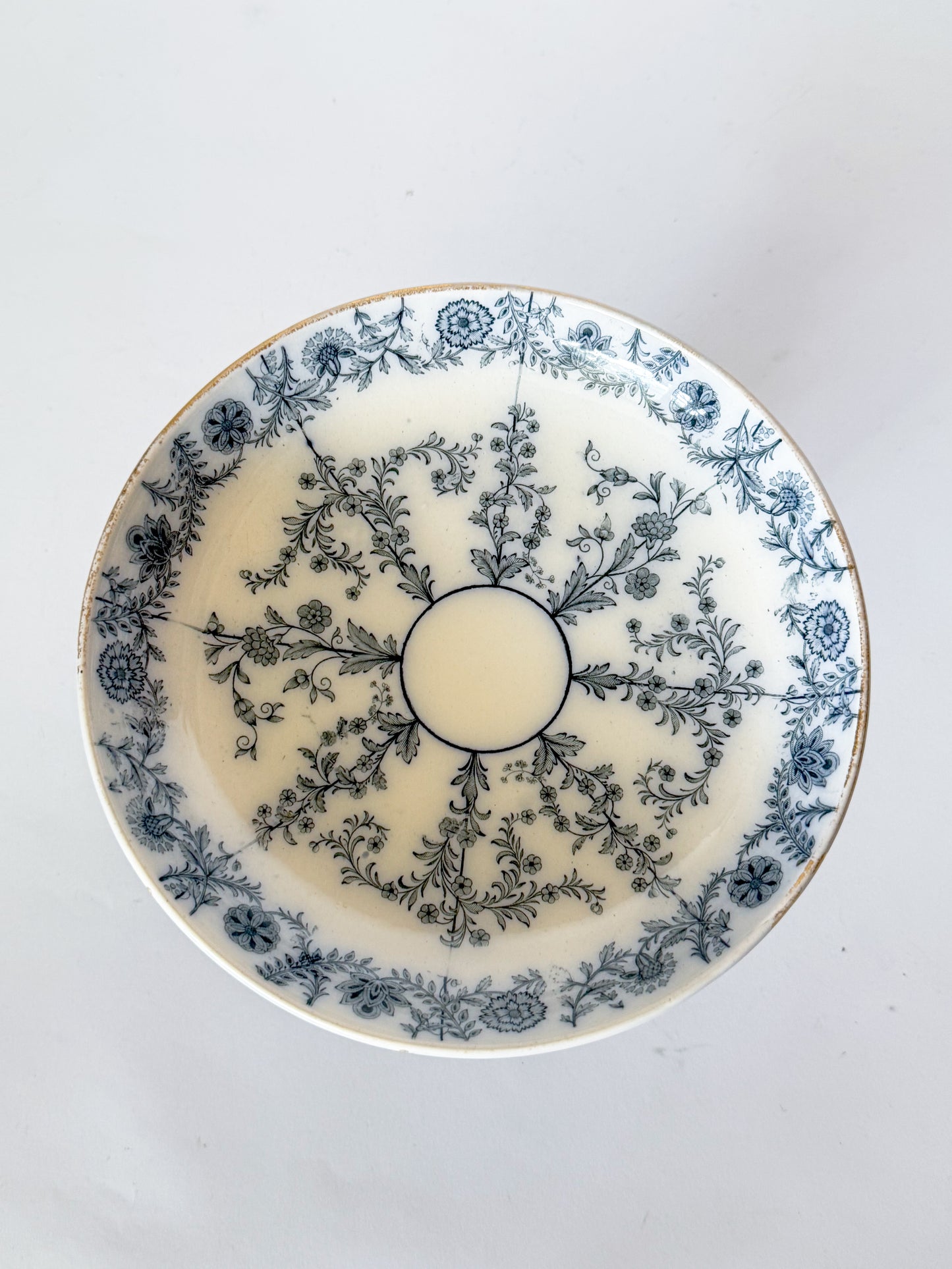 Antique Spode Copeland Blue and White Transferware Compote, Gray Delhi Pattern, c. 1879