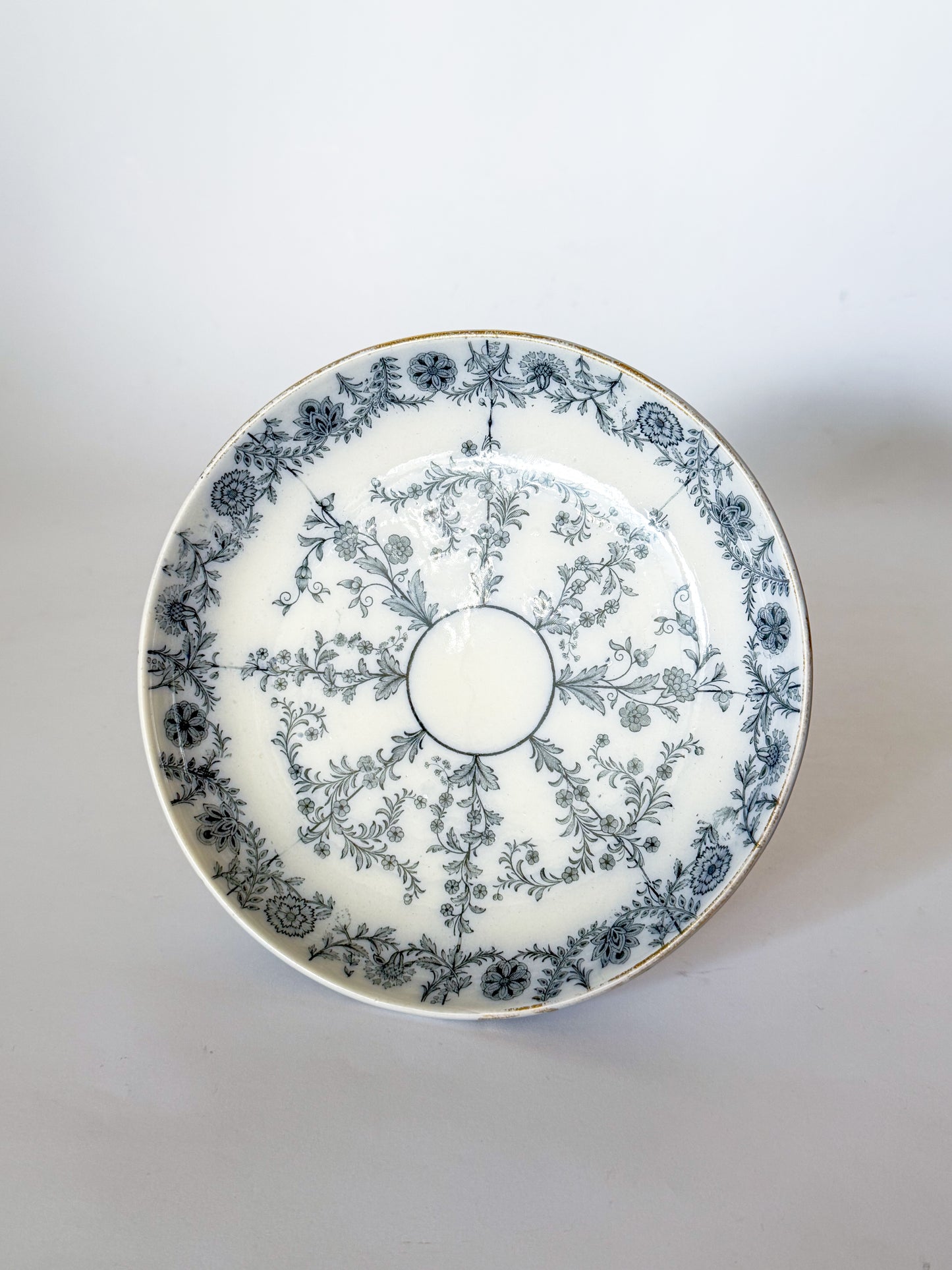 Antique Spode Copeland Blue and White Transferware Compote, Gray Delhi Pattern, c. 1879