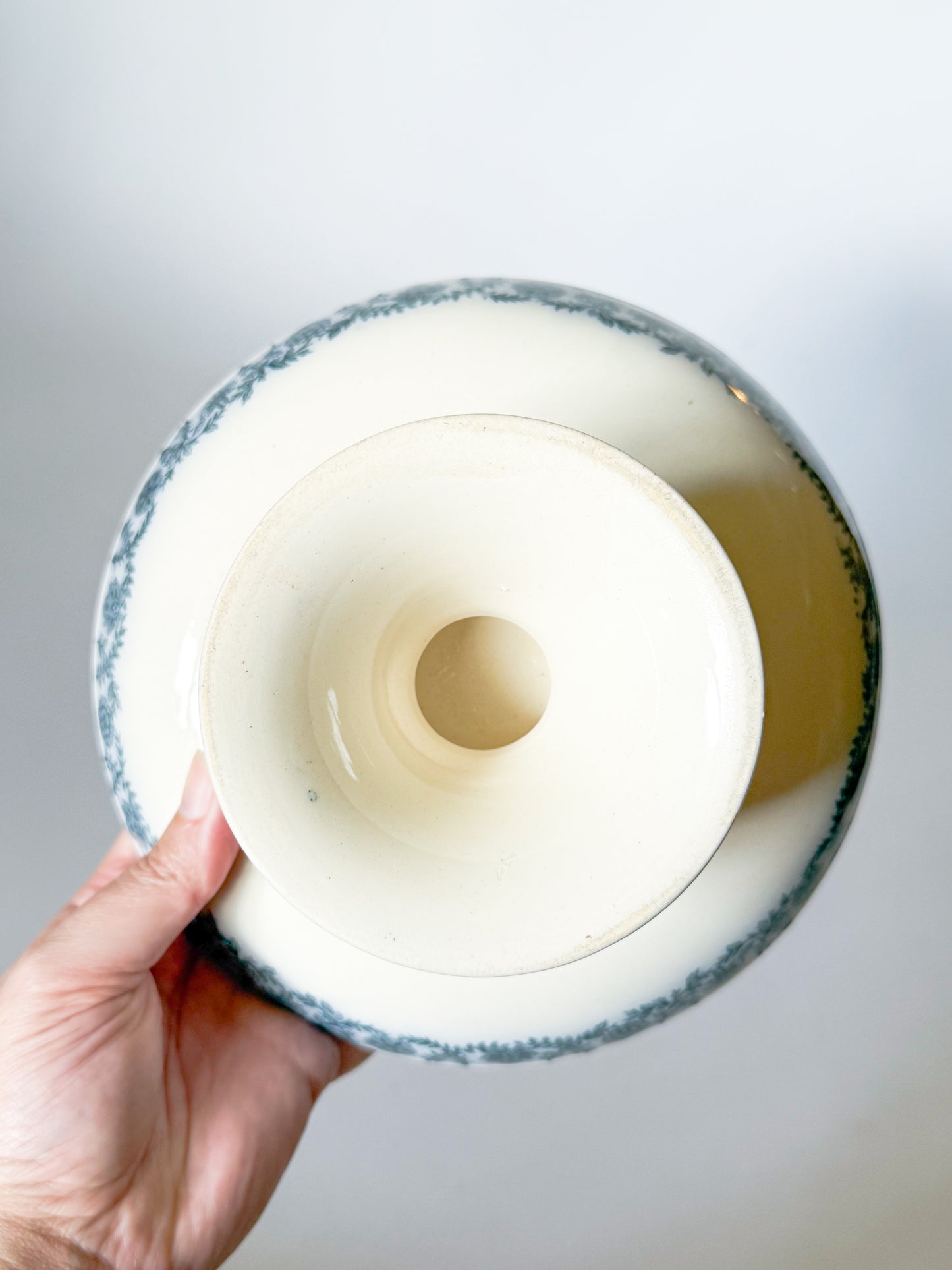 Antique Spode Copeland Blue and White Transferware Compote, Gray Delhi Pattern, c. 1879