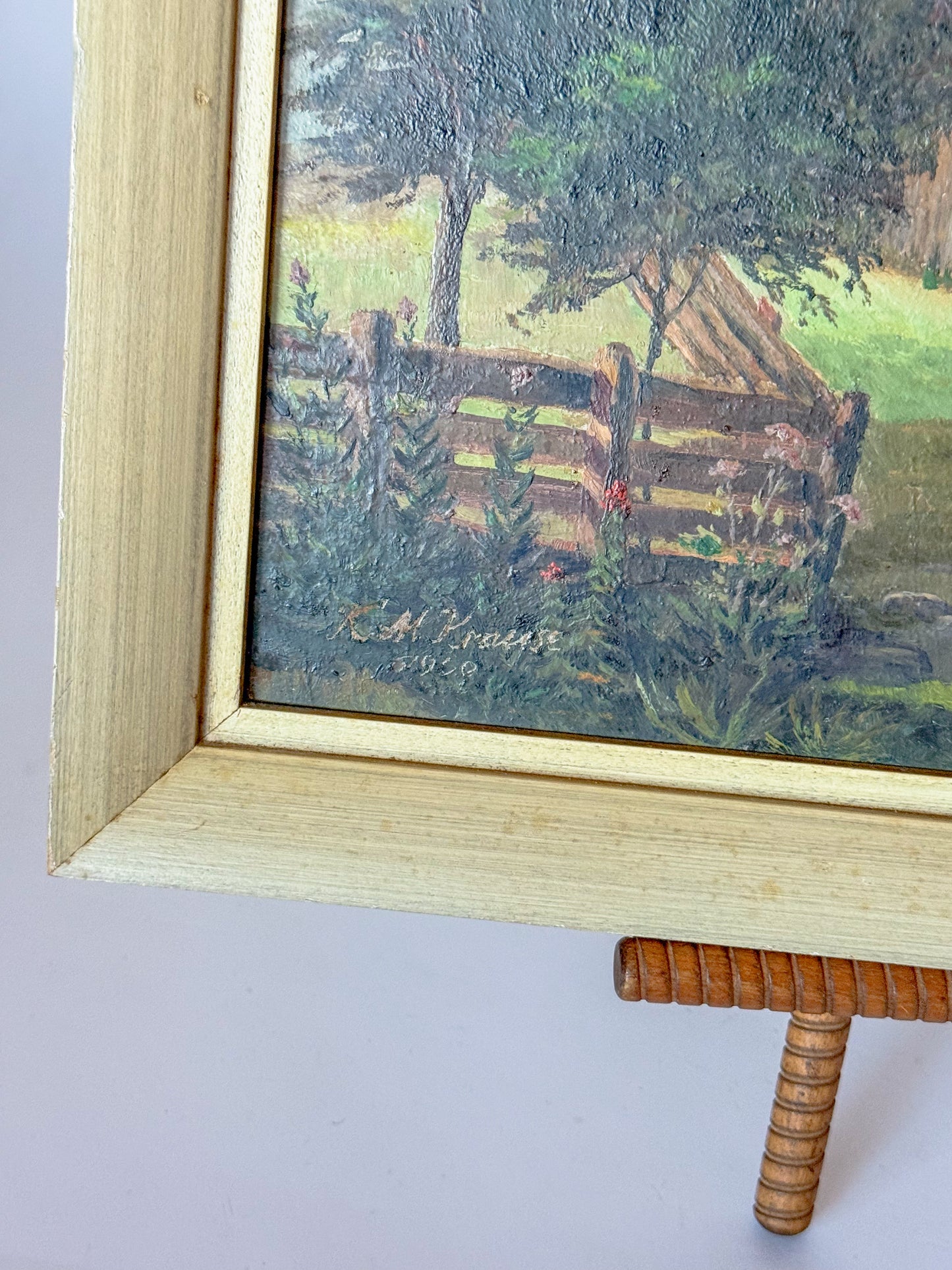 Vintage Mountain Landscape Oil Painting on Board, Signed, 1950