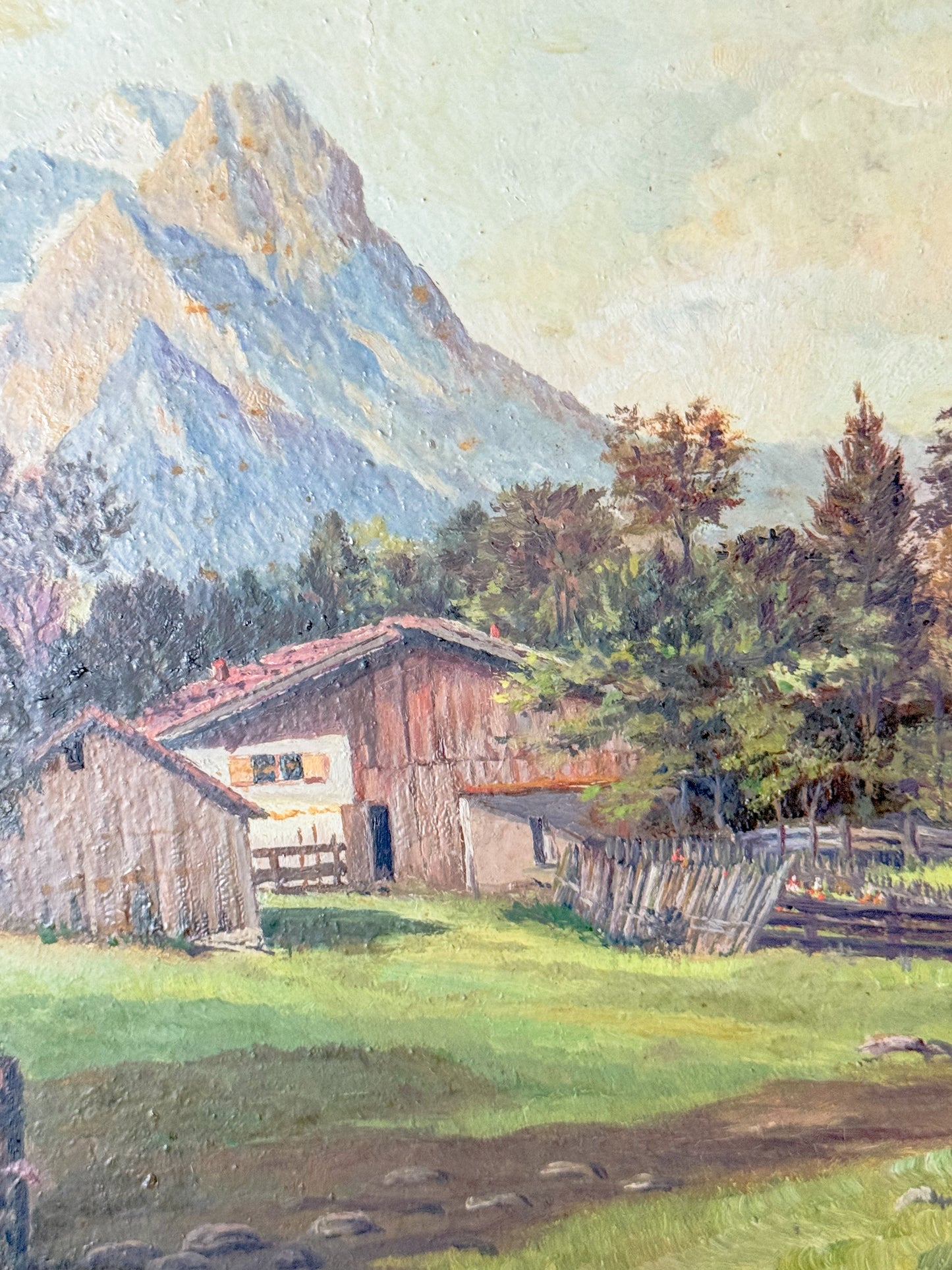 Vintage Mountain Landscape Oil Painting on Board, Signed, 1950