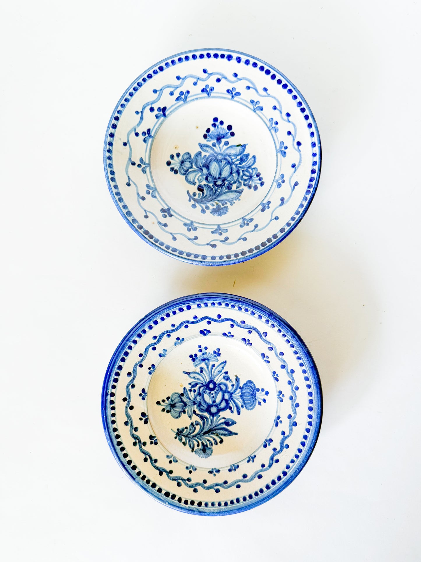 Vintage Blue and White Floral Majolica Plate, Made in Czechoslovakia (Plate 1)