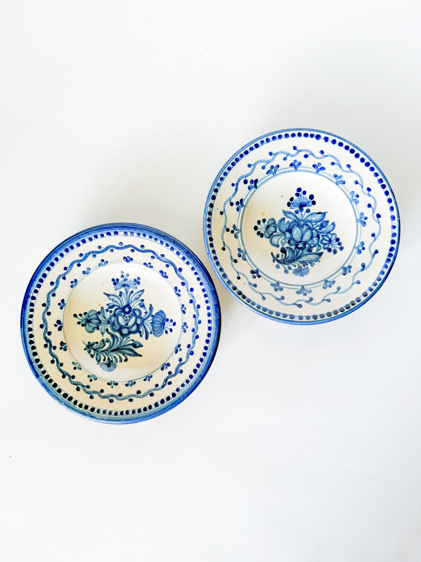 Vintage Blue and White Floral Majolica Plate, Made in Czechoslovakia (Plate 1)